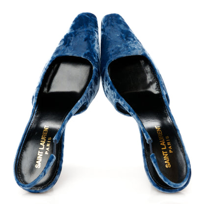 Saint Laurent Velvet Tom 90 Dream Slingback Pumps 36.5 Denim 2 of 10
