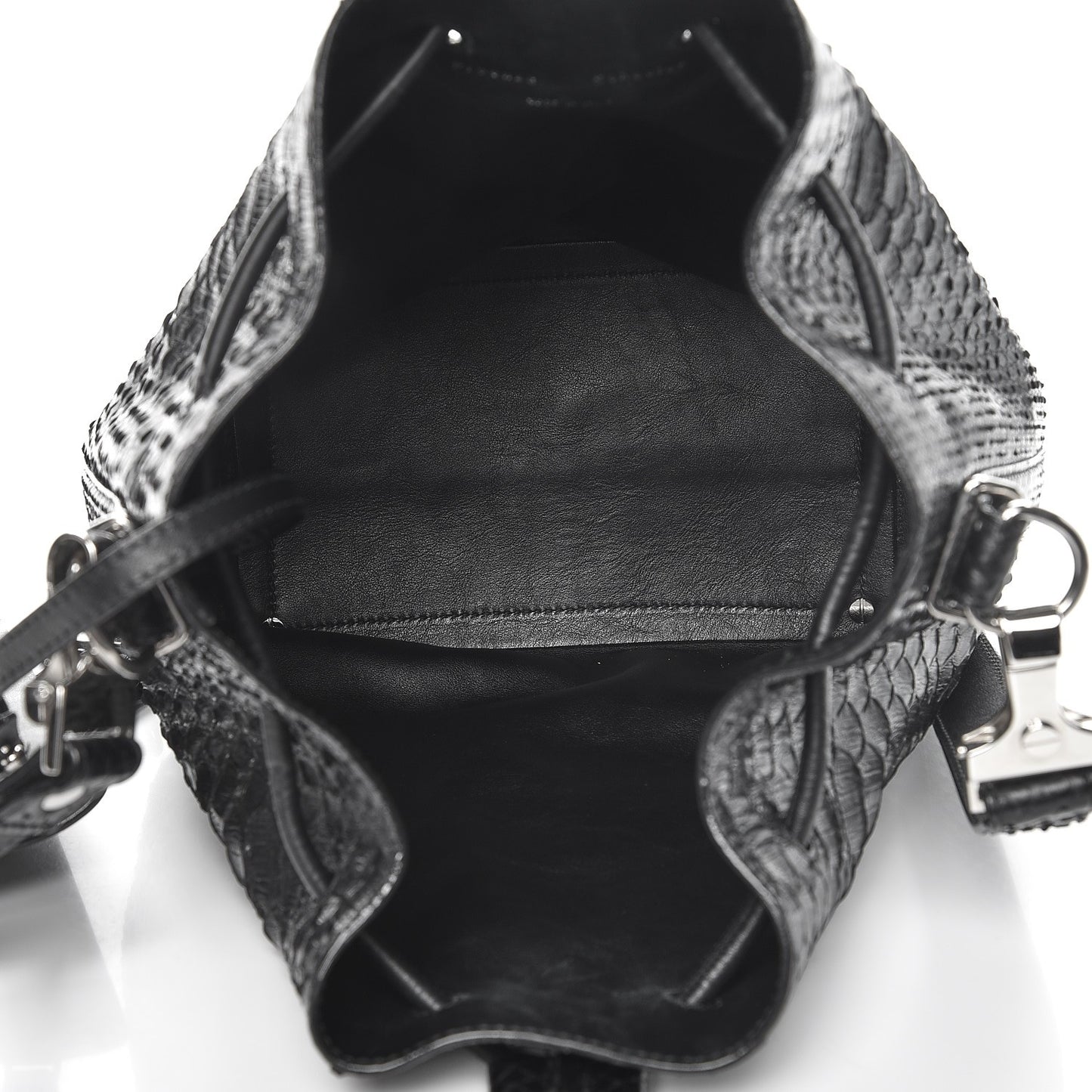 Python Medium Bucket Bag Black