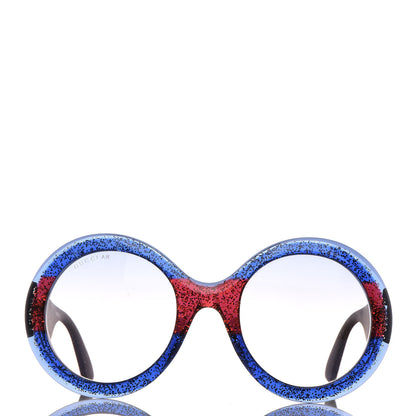 Gucci Glitter Acetate Round GG0101S Sunglasses Blue Multi 2 of 8