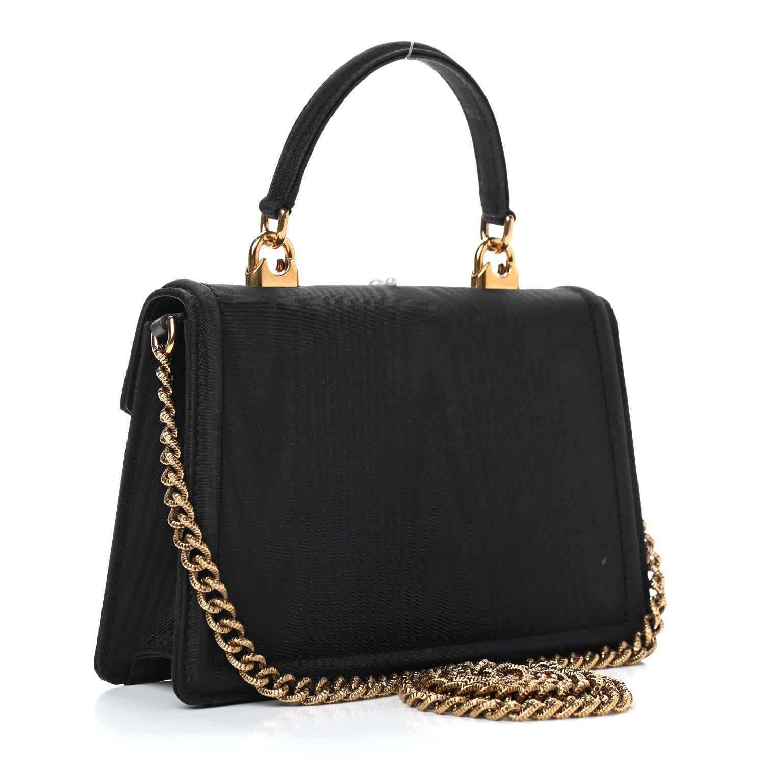 Dolce & Gabbana Moire Pearl Embellished Small Devotion Top Handle Bag Black 3 of 8