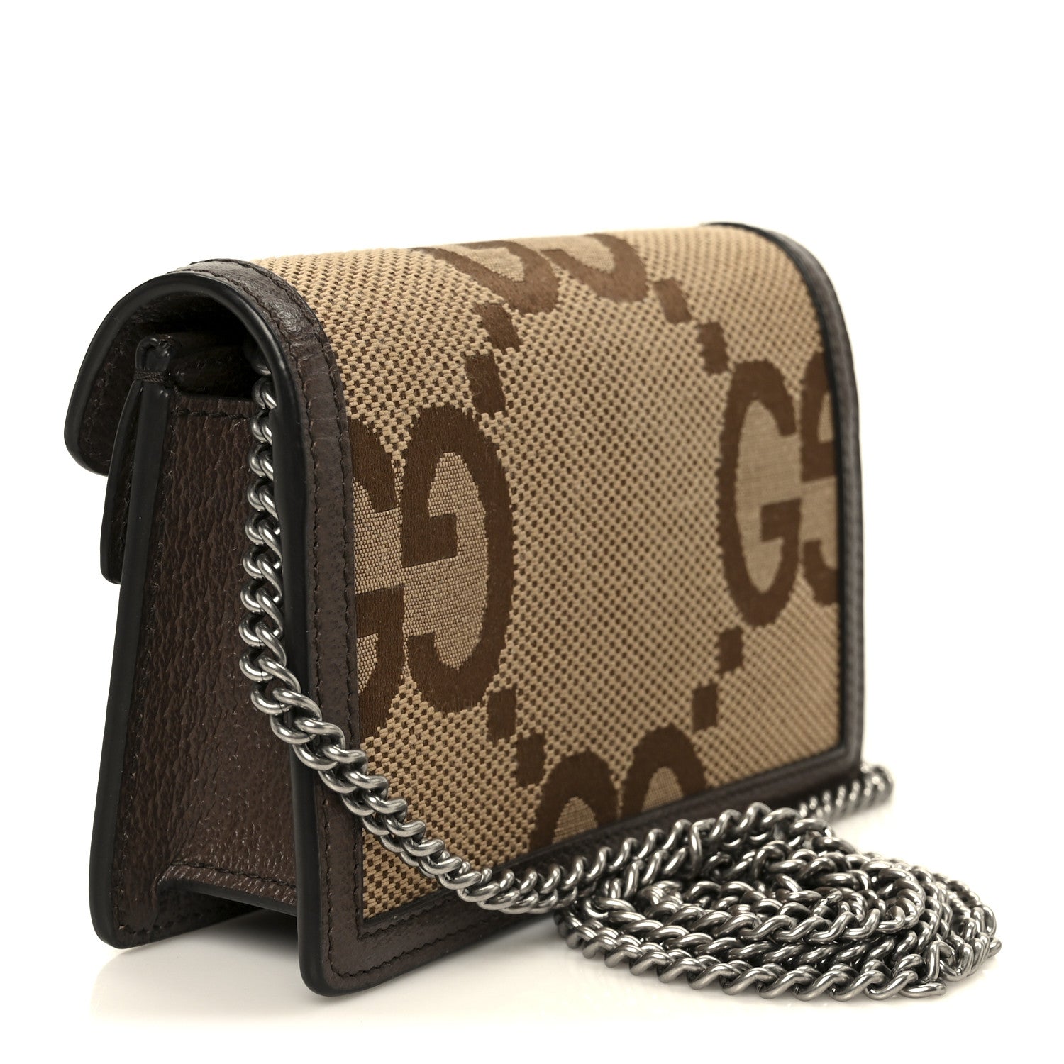 Gucci Monogram Jumbo GG Textured Dollar Calfskin Super Mini Dionysus Shoulder Bag Camel Ebony New Acero 3 of 11