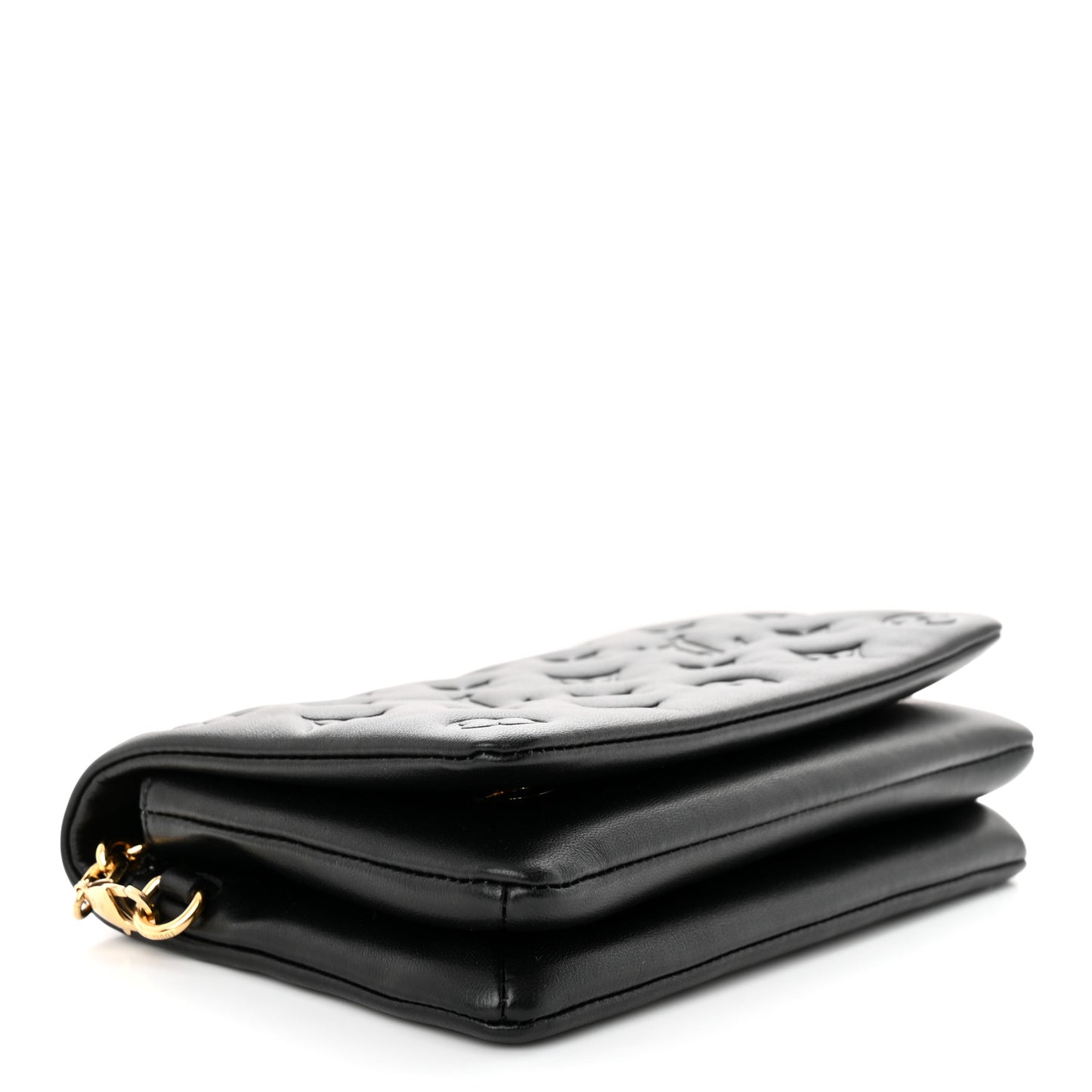 Lambskin Embossed Monogram Pochette Coussin Black