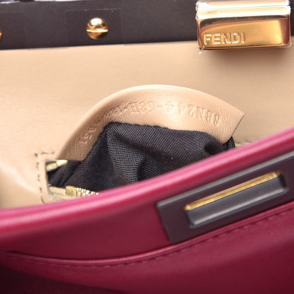 Fendi Nappa Mini Peekaboo Iconic Satchel Black Cherry Brown 10 of 11