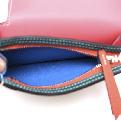 Hermes Epsom Camail Combined Coin Purse Lime Malachite Rose Azalee 4 of 9