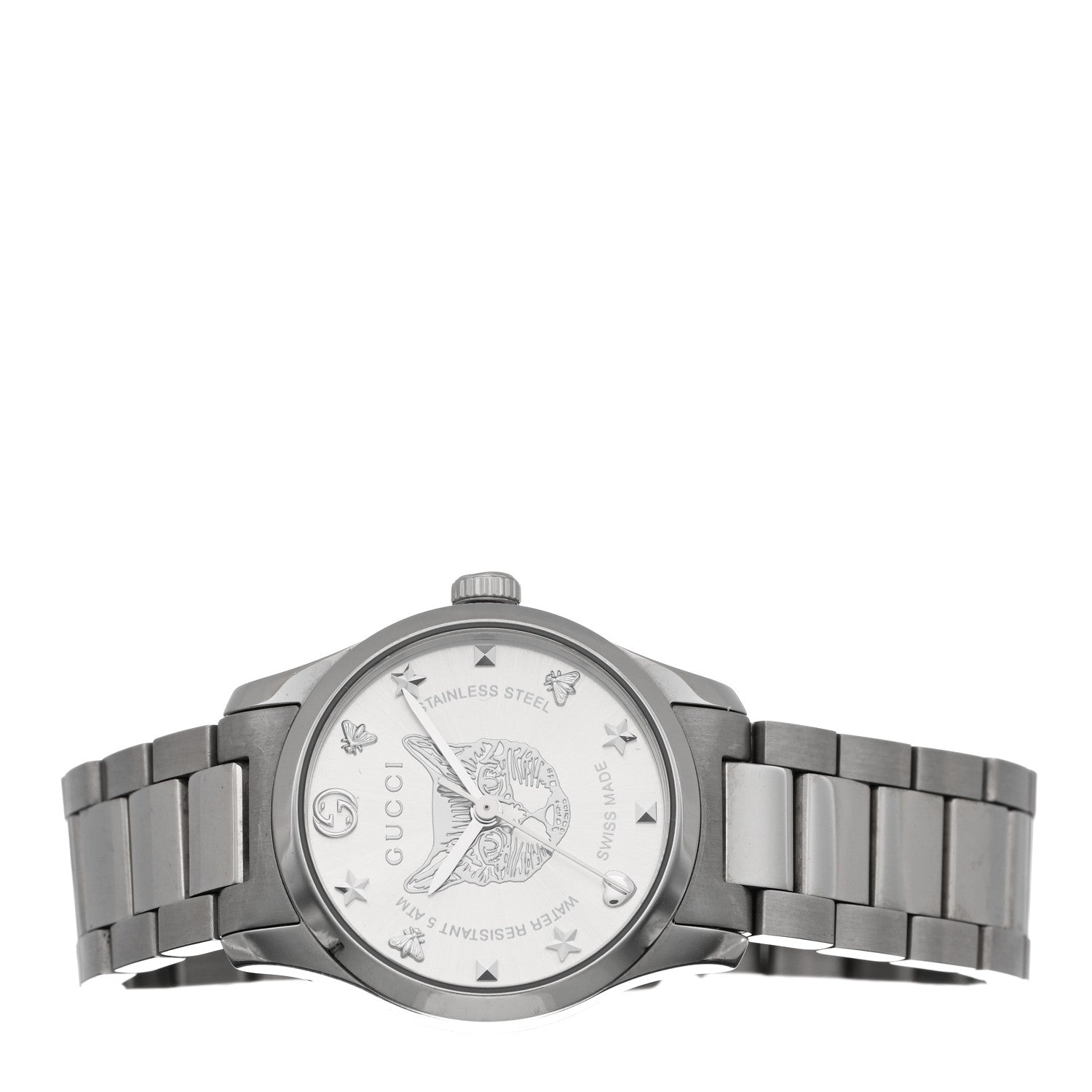 Gucci Stainless Steel 27mm G-Timeless Cat Quartz Watch 2 of 4