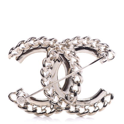 Chanel Crystal Chain CC Brooch Gold 4 of 5