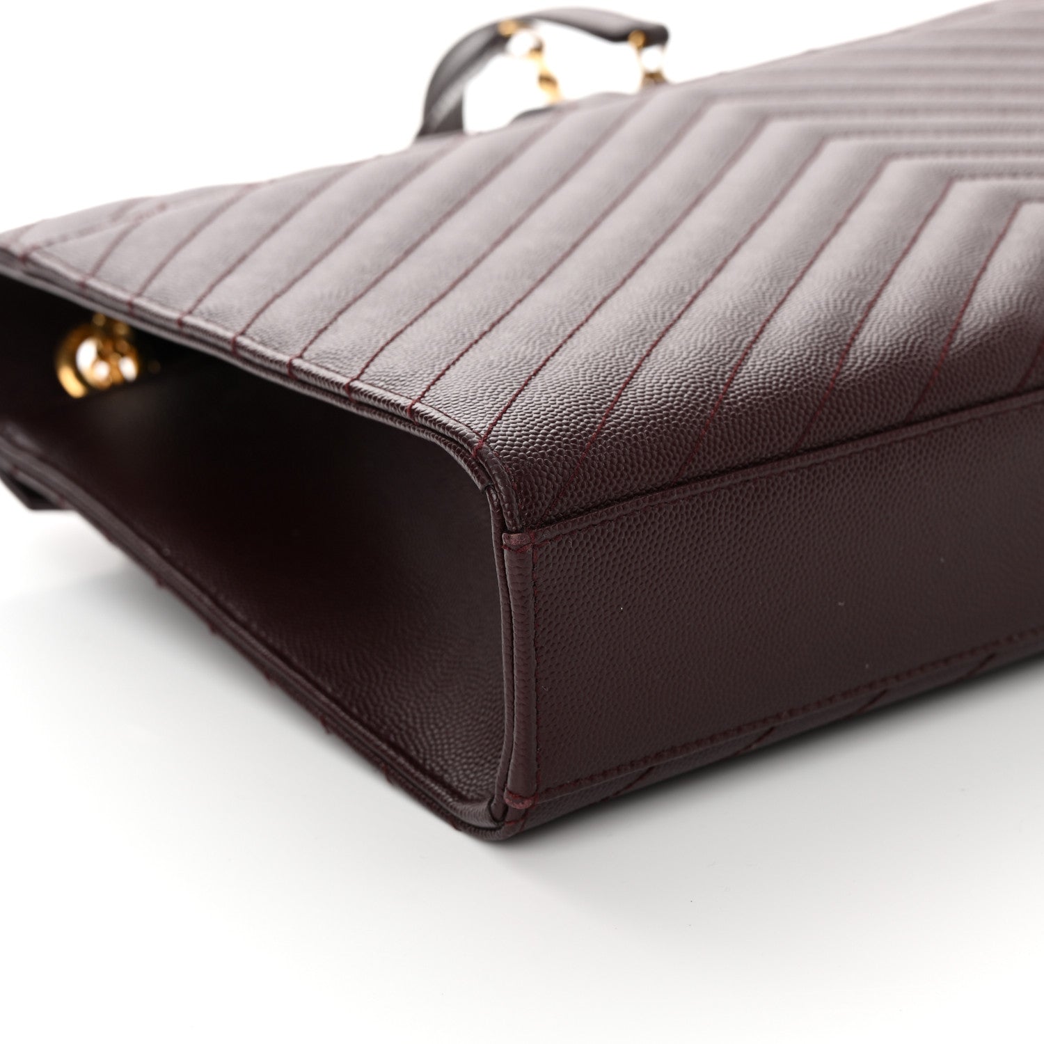 Saint Laurent Grain De Poudre Matelasse Chevron Large Monogram Satchel Rouge Legion 11 of 12