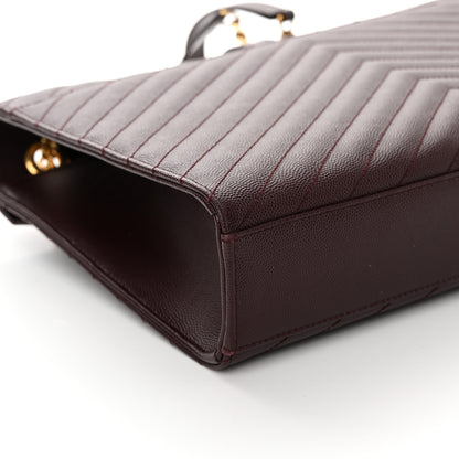 Saint Laurent Grain De Poudre Matelasse Chevron Large Monogram Satchel Rouge Legion 11 of 12
