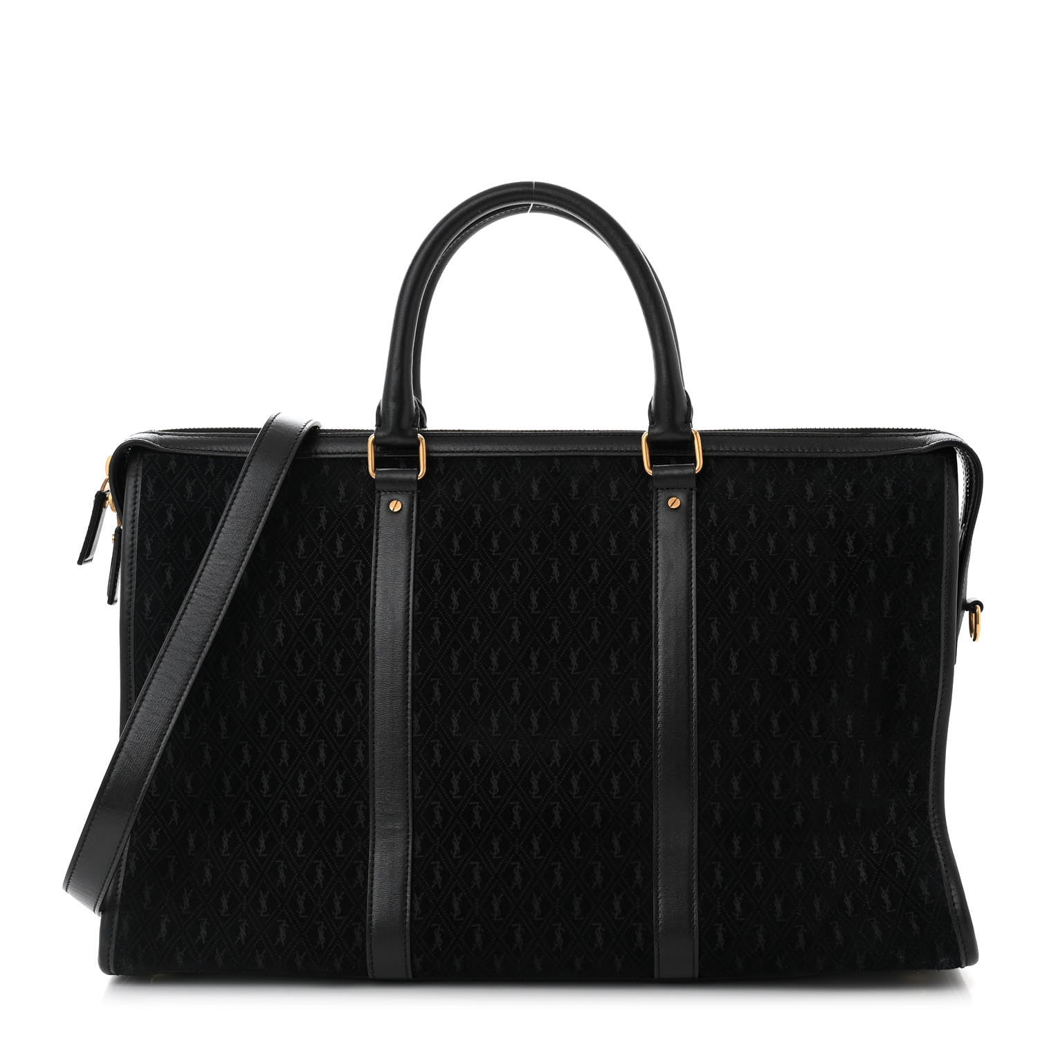 Saint Laurent Suede All-Over Monogram Medium Le Monogramme Duffle Black 1 of 11
