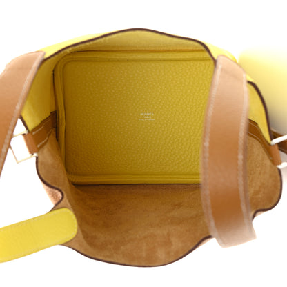 Hermes Taurillon Clemence Casaque Picotin Lock 18 PM Lime Sesame 5 of 9