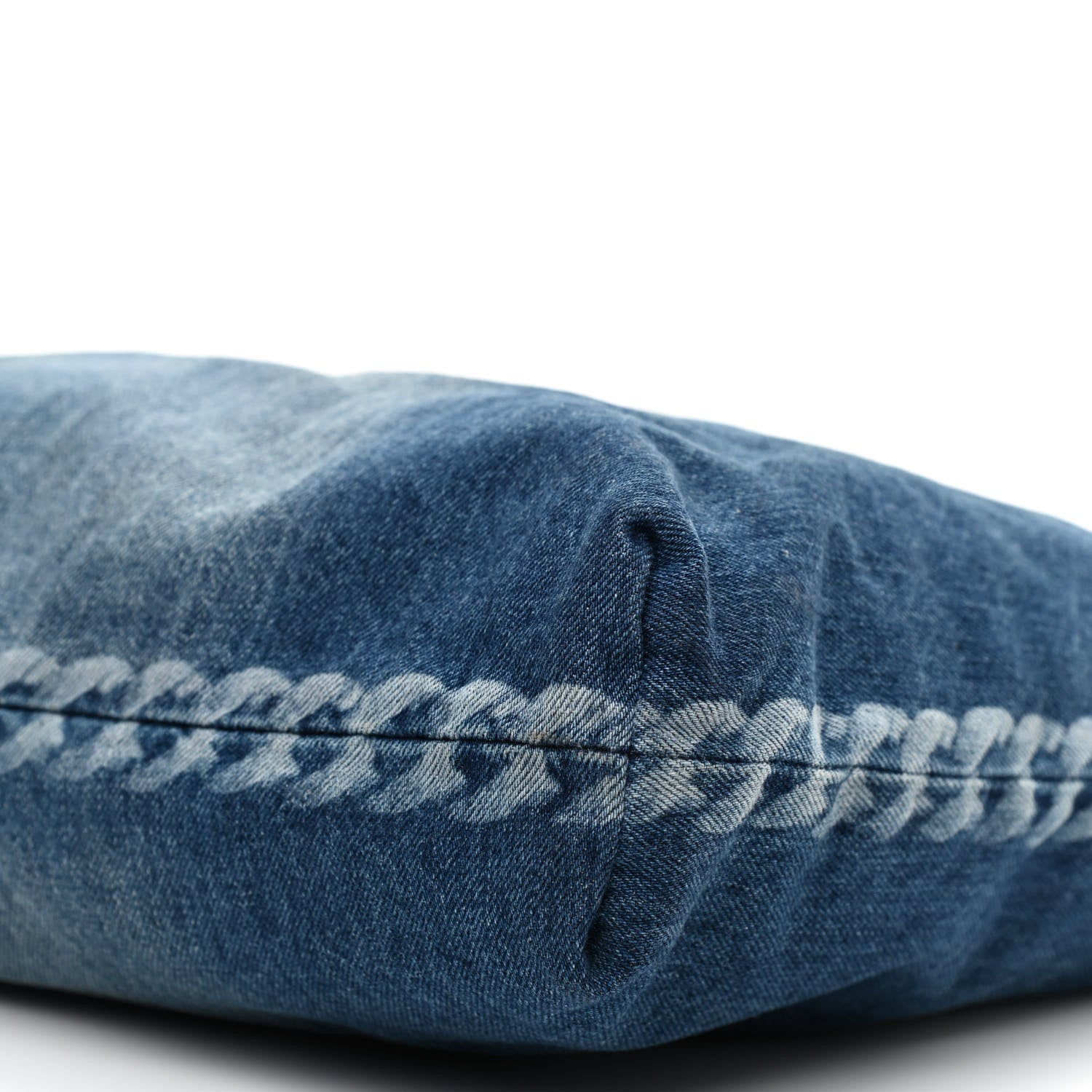 Chanel Denim Printed Shopping Bag Blue 10 of 11