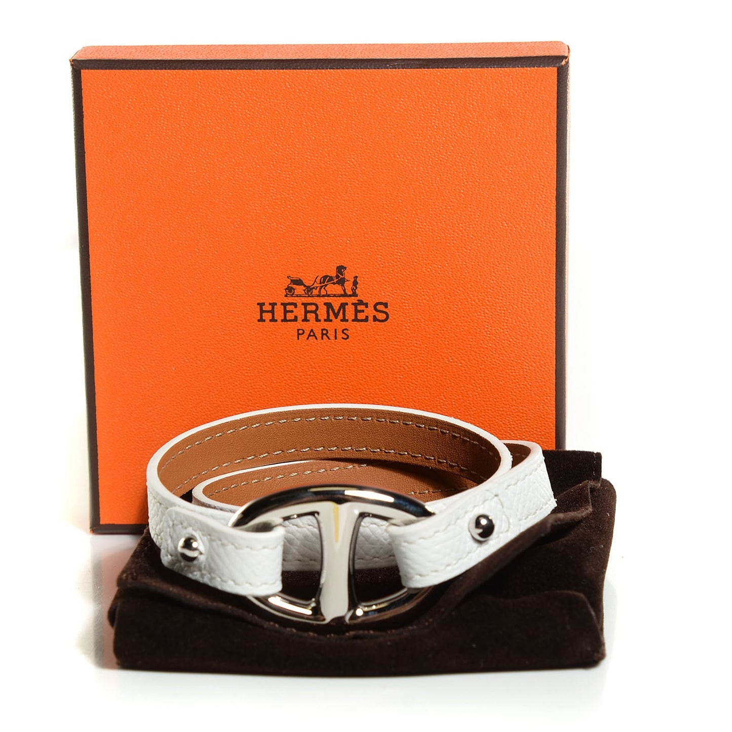 Epsom Granville Double Tour Bracelet White