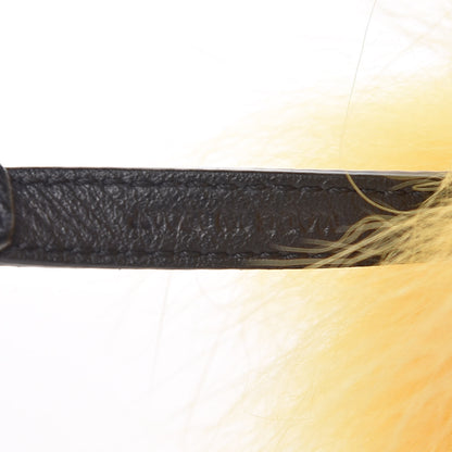 Fendi Fox Fur Shearling Crystal Eye Tria Monster Bag Bug Charm Yellow 3 of 4