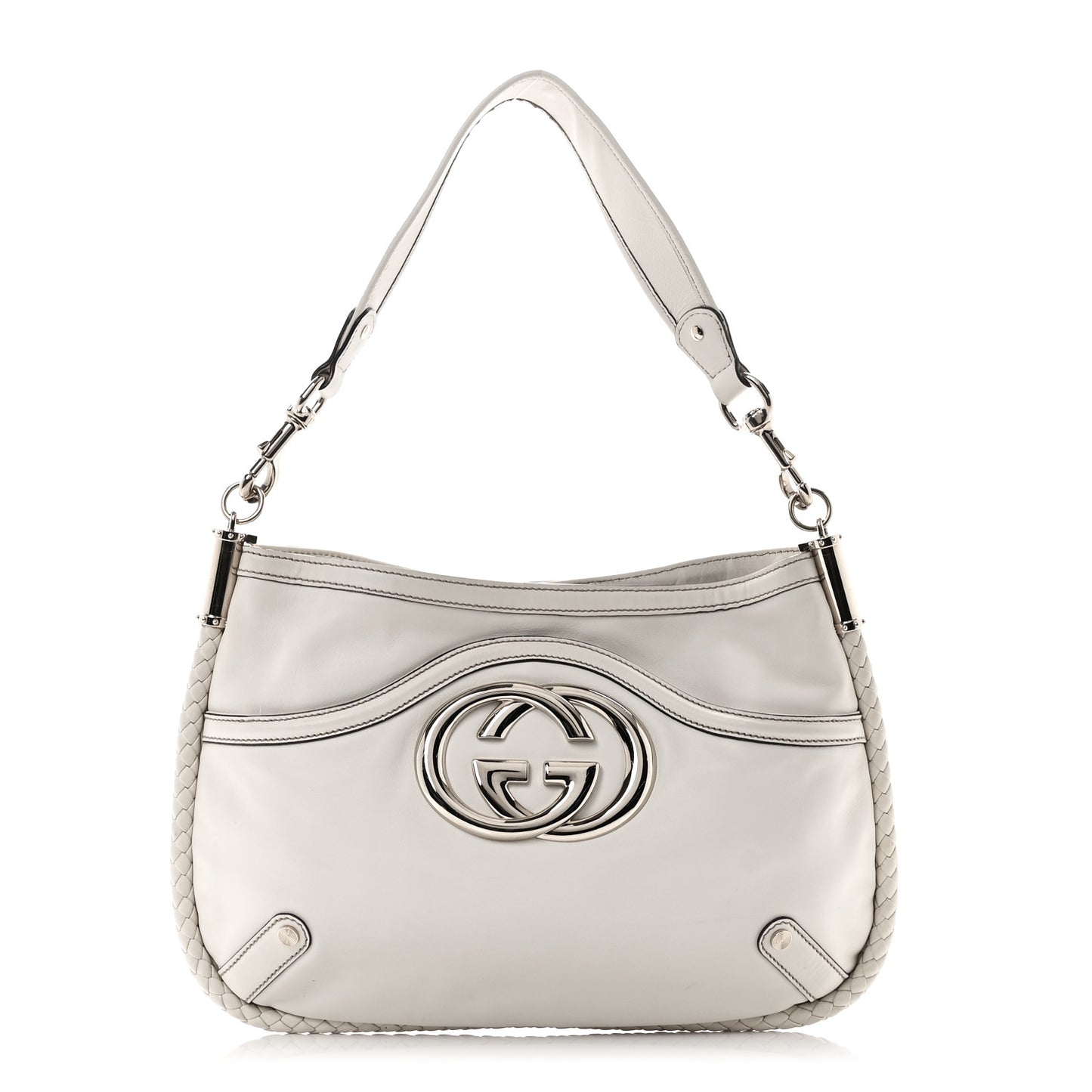 Calfskin Britt Medium Shoulder Bag White