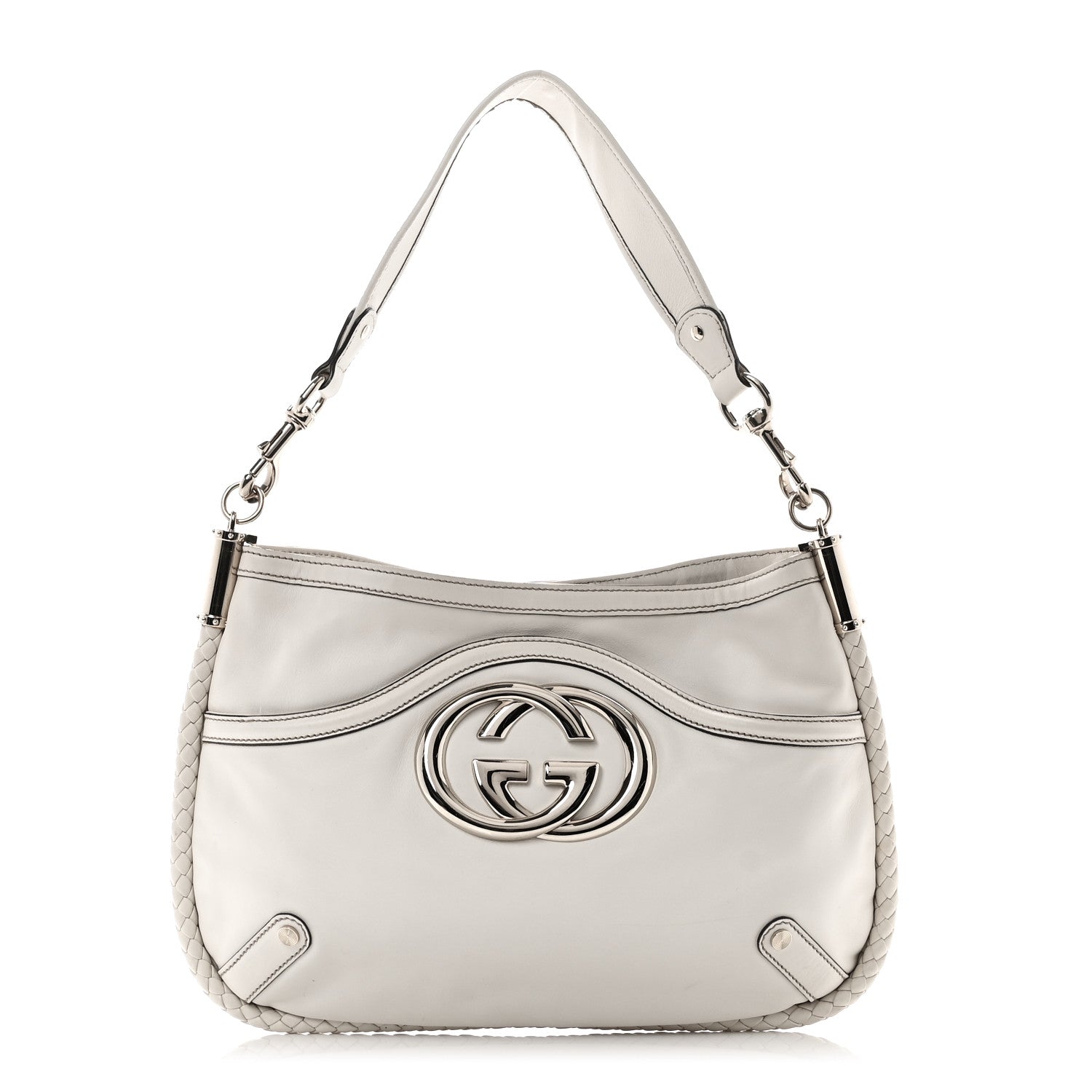Gucci Calfskin Britt Medium Shoulder Bag White 1 of 10