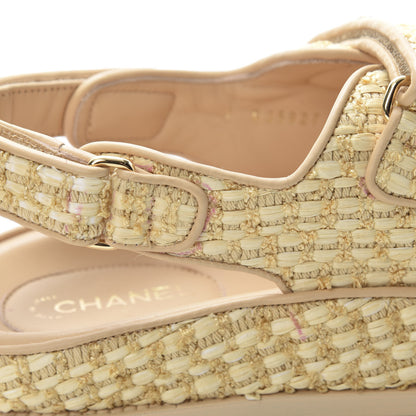 Chanel Braided Fabric Velcro Dad Sandals 39.5 Beige 9 of 12