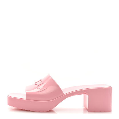 Gucci Rubber Gucci Logo Womens Platform 20/60mm Slide Sandals 40 Wild Rose 1 of 8