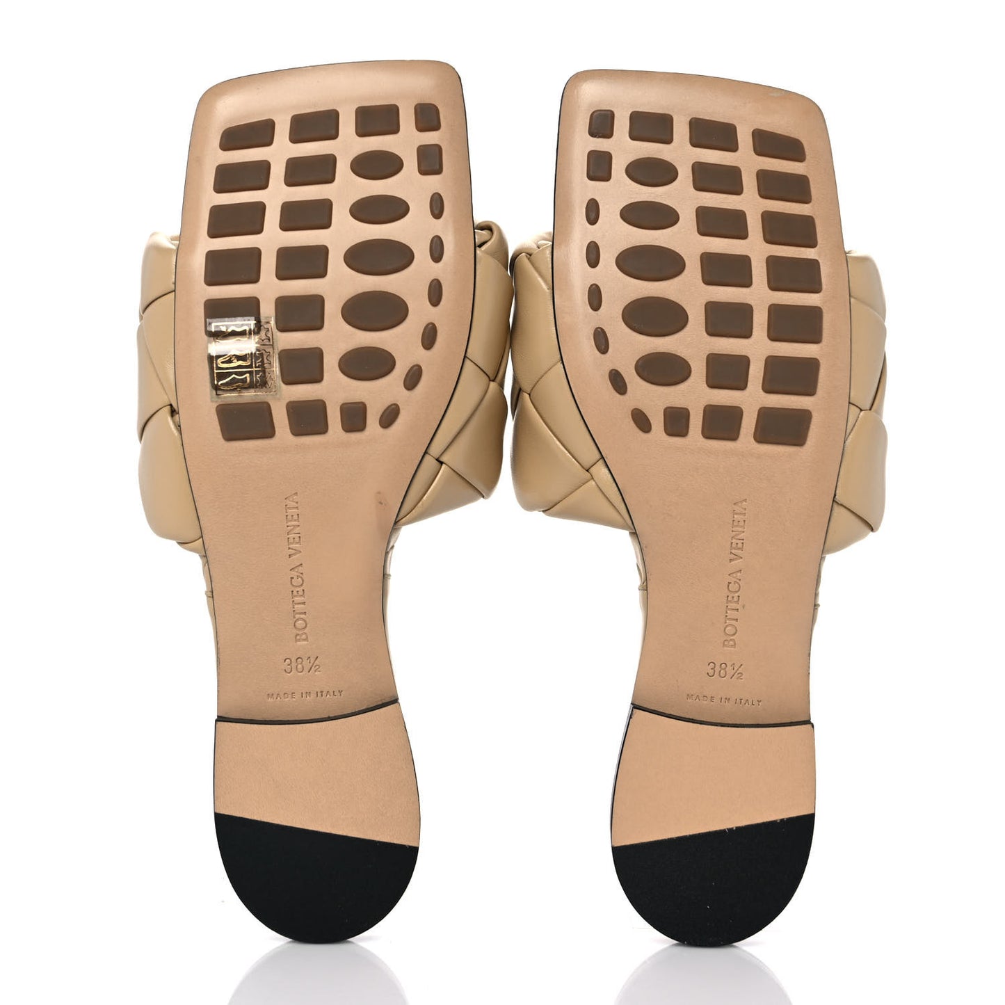 Nappa Maxi Intrecciato Lido Flat Sandals 38.5 Cane Sugar