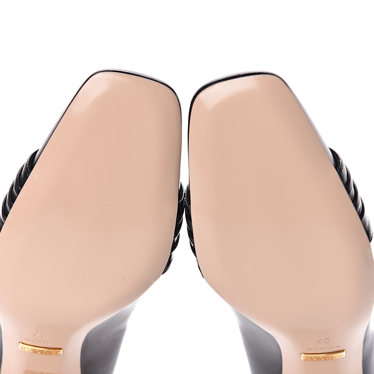 Gucci Malaga Kid Half Moon GG Square Toe Pumps 37 Black 8 of 10