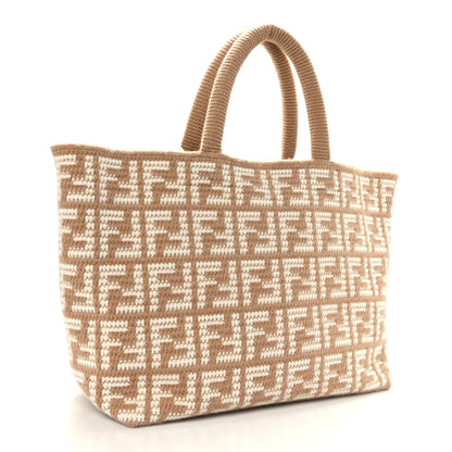 Fendi Cashmere Knit FF Large Shopper Tote Cammello 3 of 9