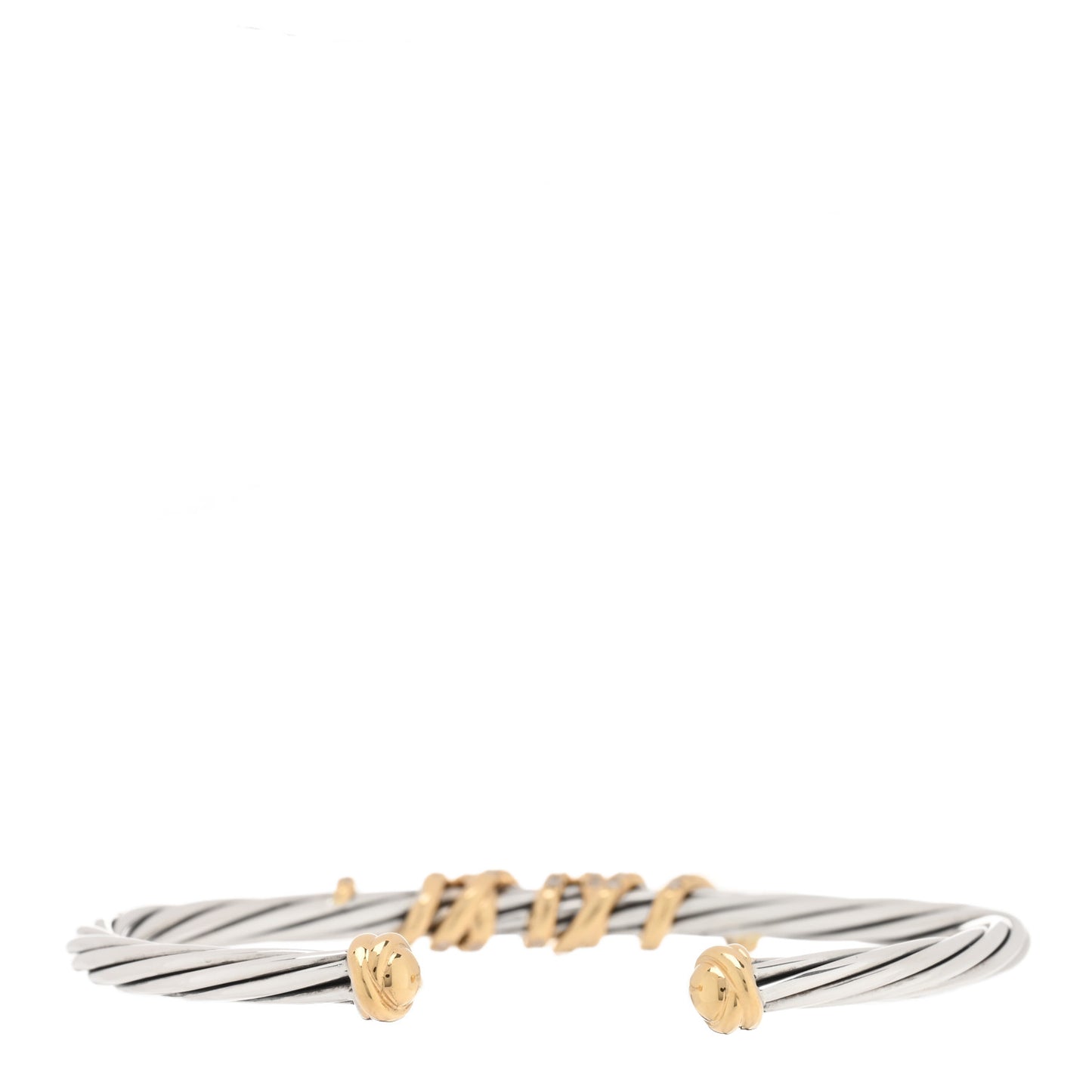 Sterling Silver 18K Yellow Gold Diamond 4mm Helena Station Bracelet
