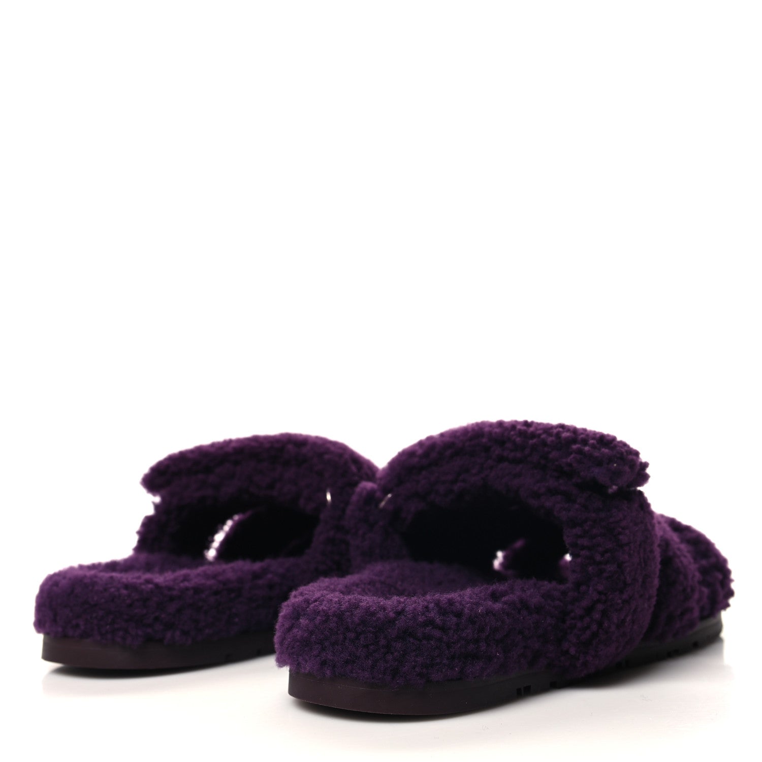 Hermes Woolskin Womens Chypre Sandals 38 Violet Fonce 4 of 8