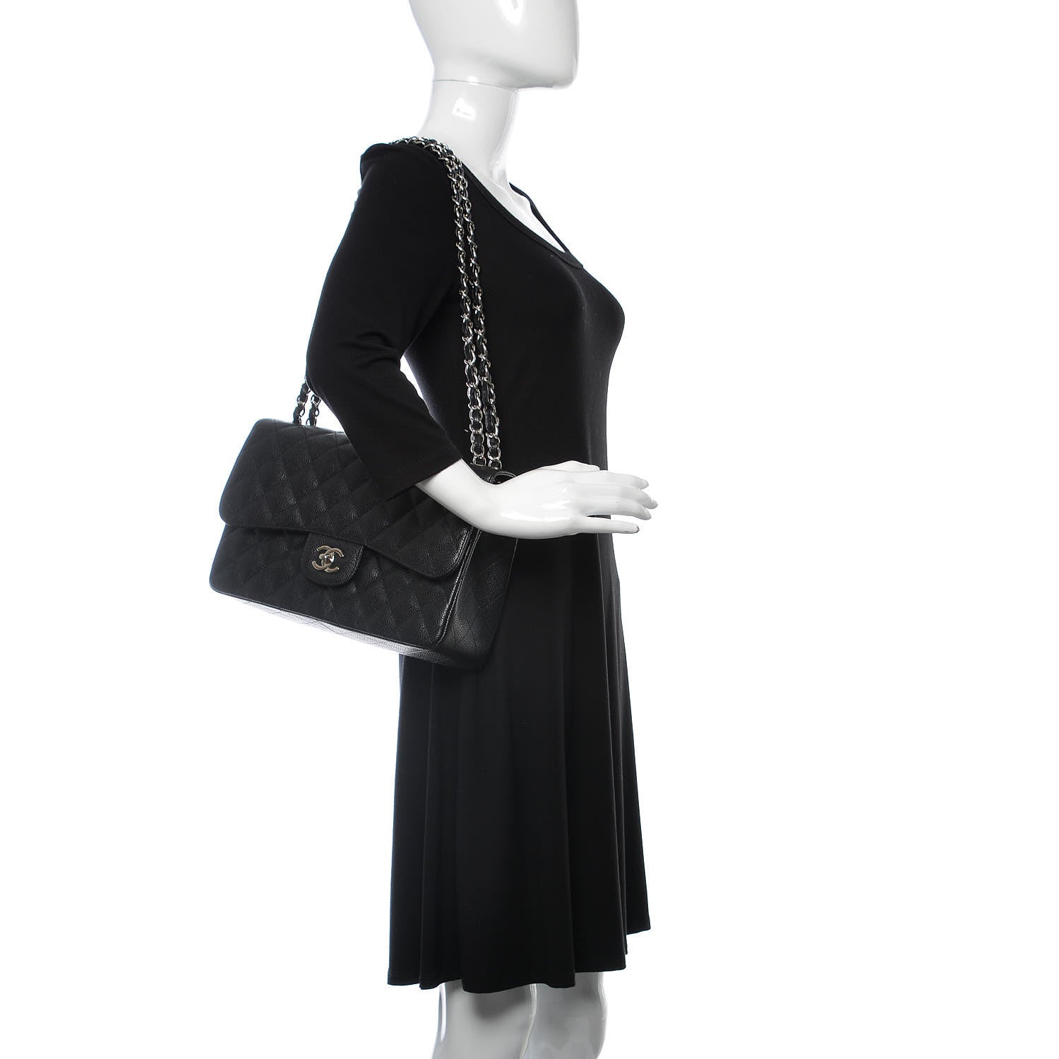 Chanel Caviar Quilted Jumbo Double Flap Black 2 of 10