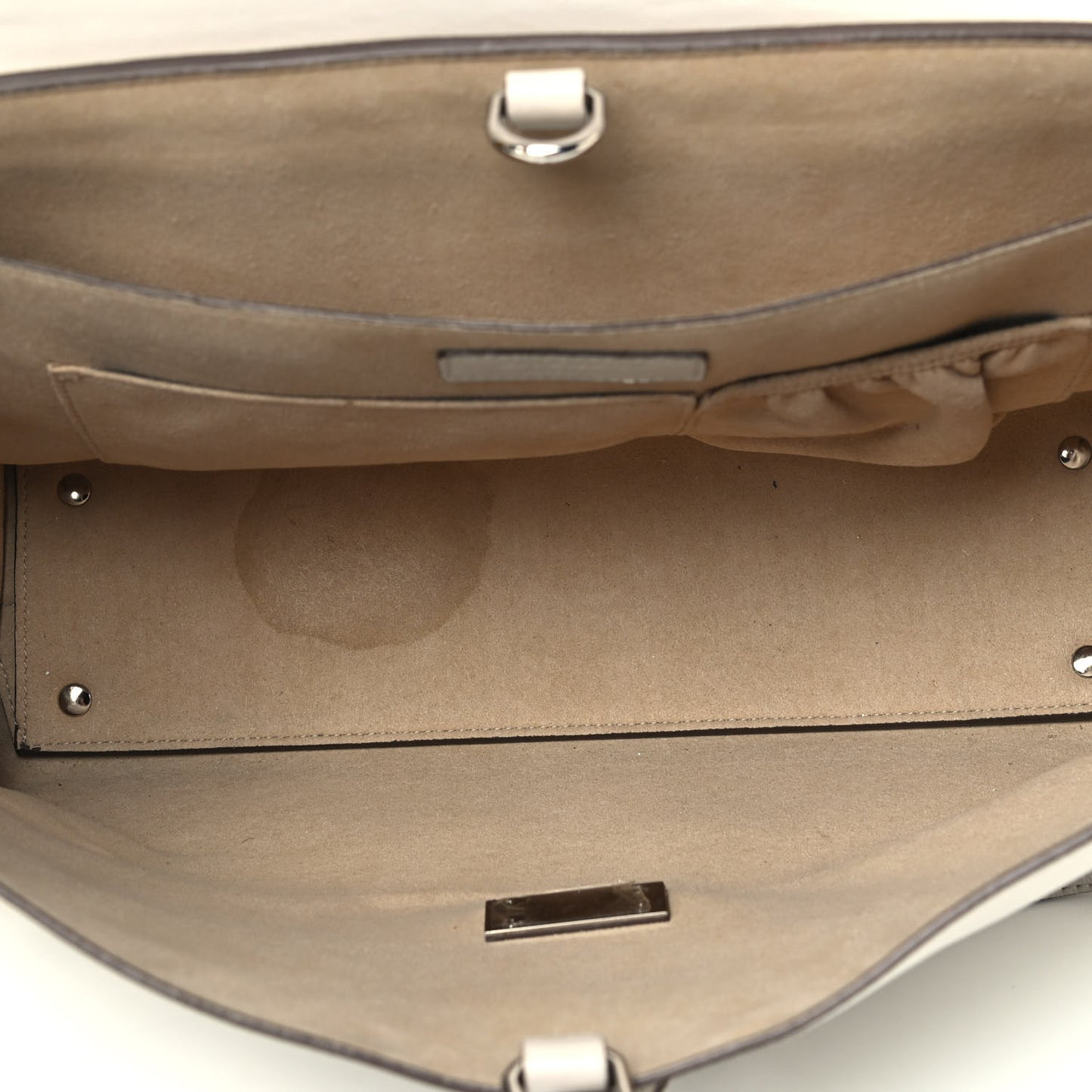 Calfskin Crocodile Embossed Medium Shark Lock Satchel Off White