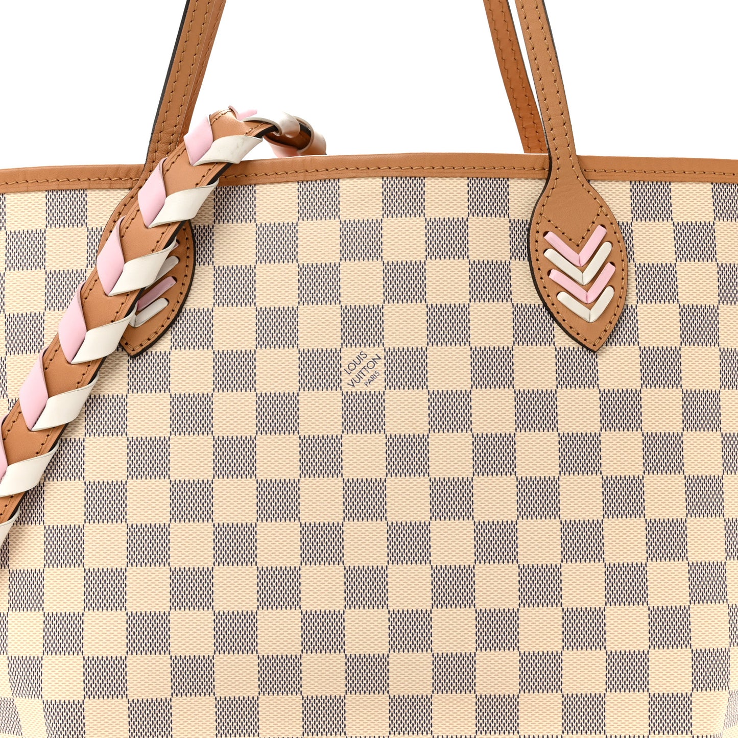 Damier Azur Braided Neverfull MM Orange