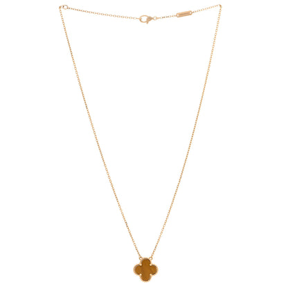 Van Cleef & Arpels 18K Yellow Gold Tiger Eye Vintage Alhambra Pendant Necklace 2 of 4
