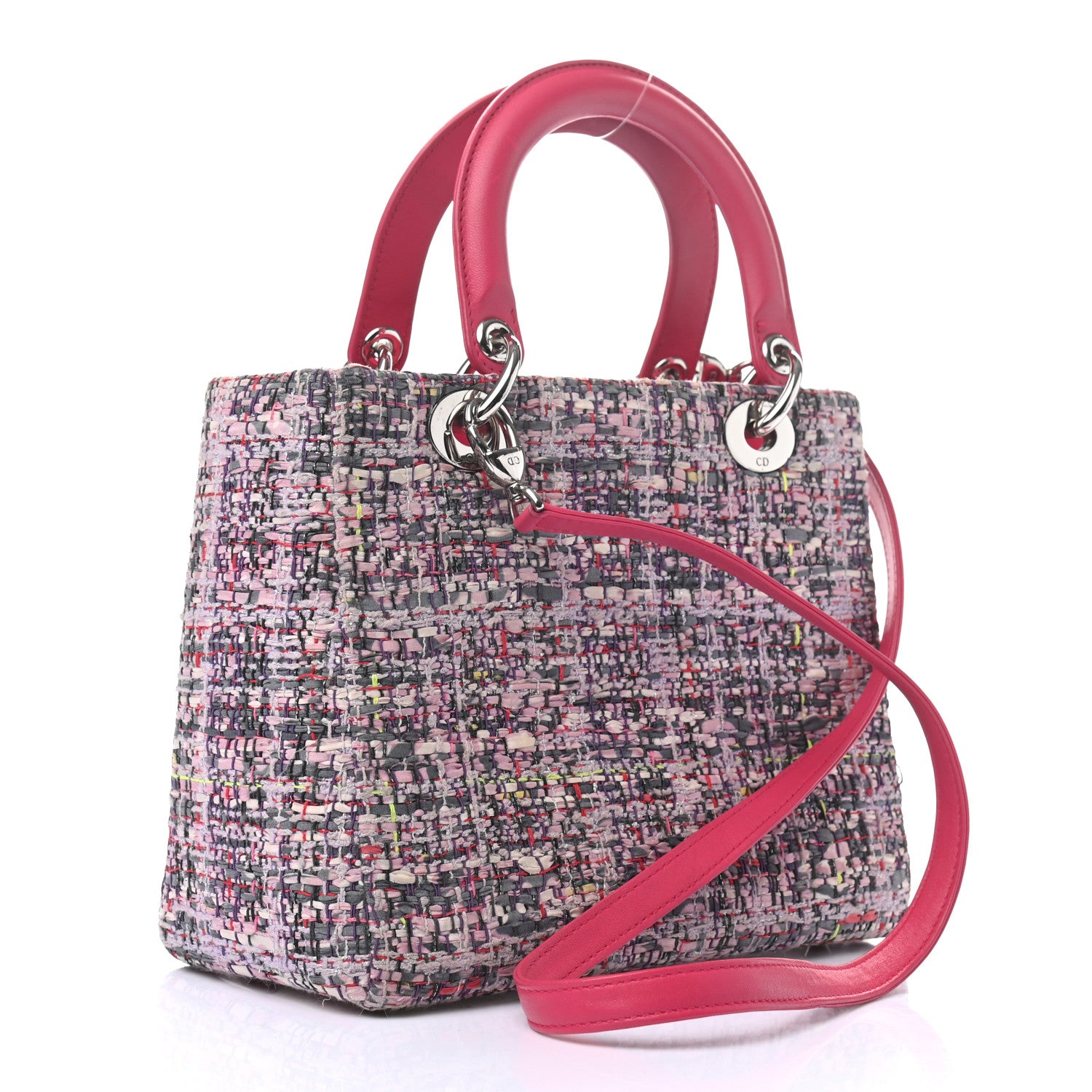 Christian Dior Tweed Medium Lady Dior Pink Multicolor 2 of 9