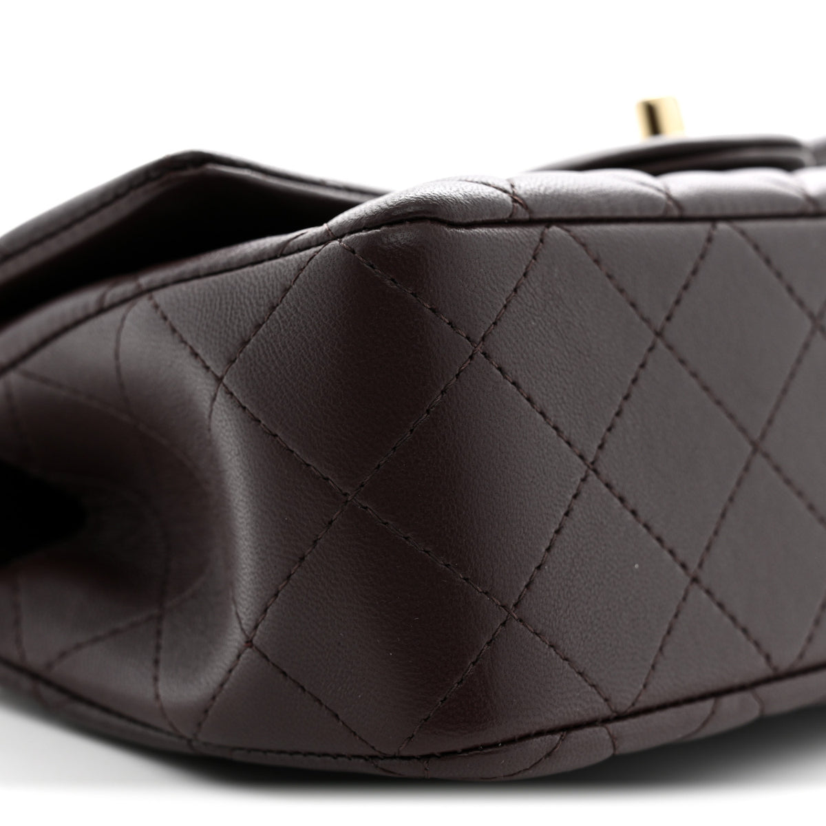 Lambskin Quilted Mini Top Handle Rectangular Flap Burgundy