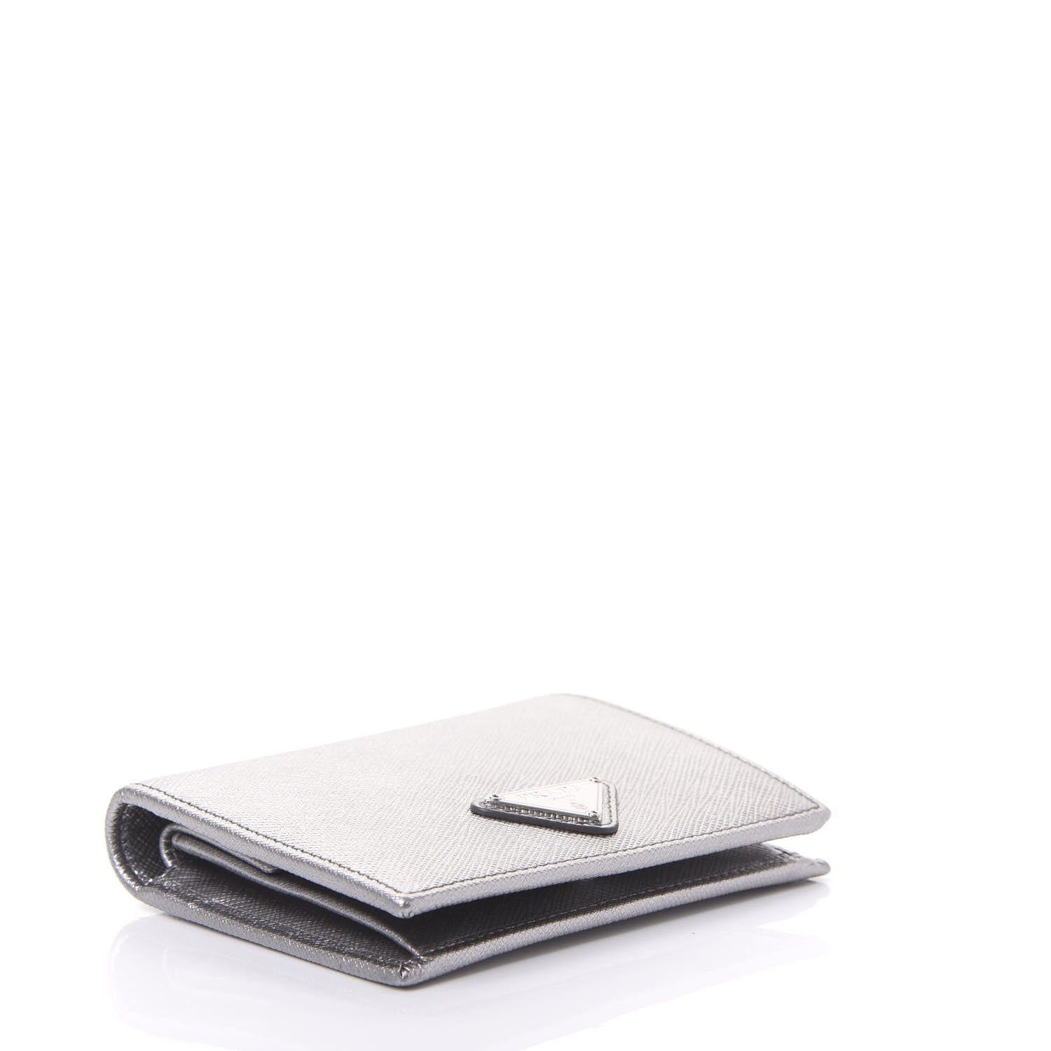 Prada Metallic Saffiano Metal Bi-Fold Wallet Silver 4 of 10