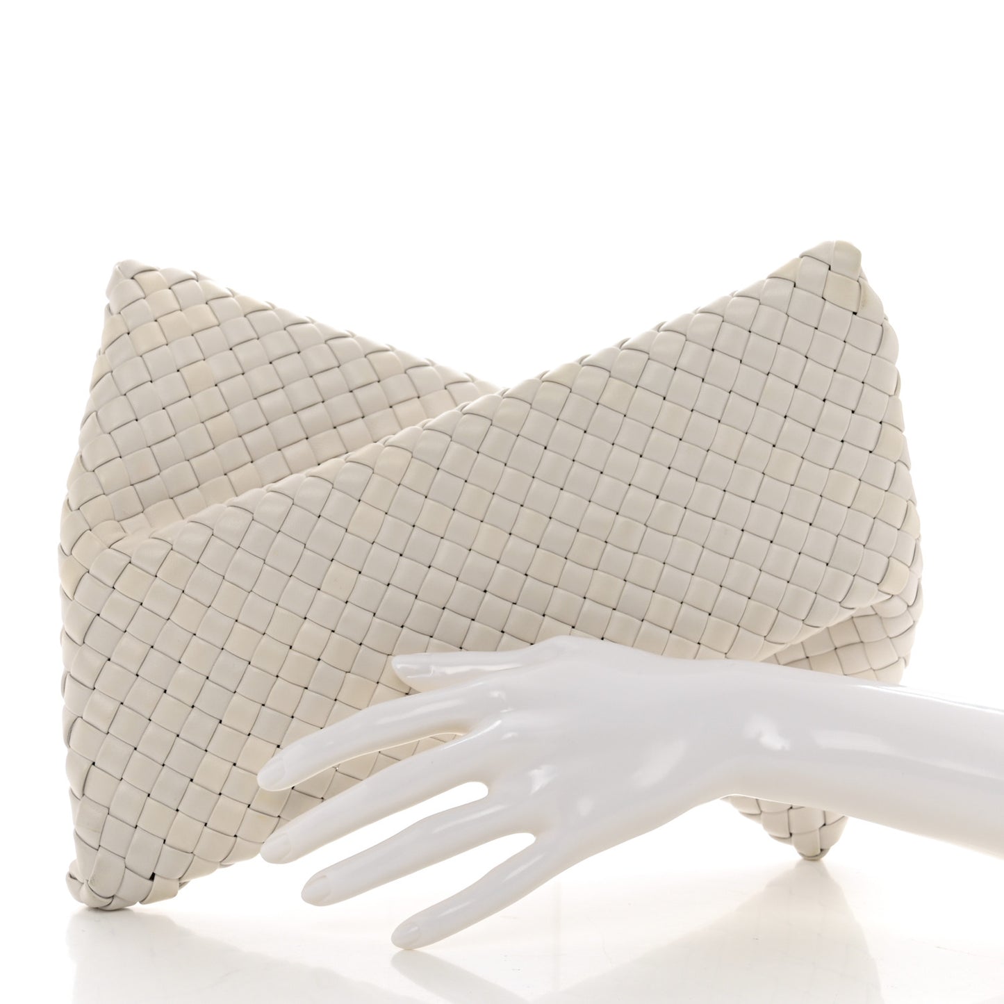Nappa Intrecciato Crisscross Clutch Chalk
