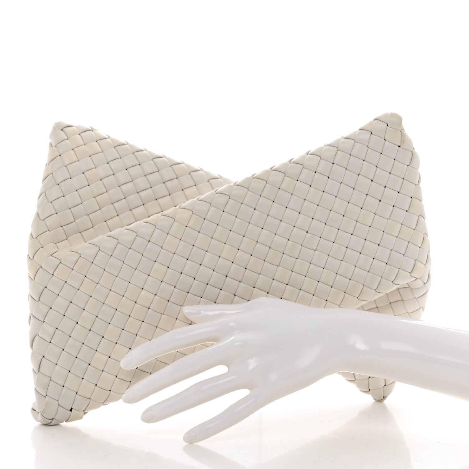 Bottega Veneta Nappa Intrecciato Crisscross Clutch Chalk 2 of 6