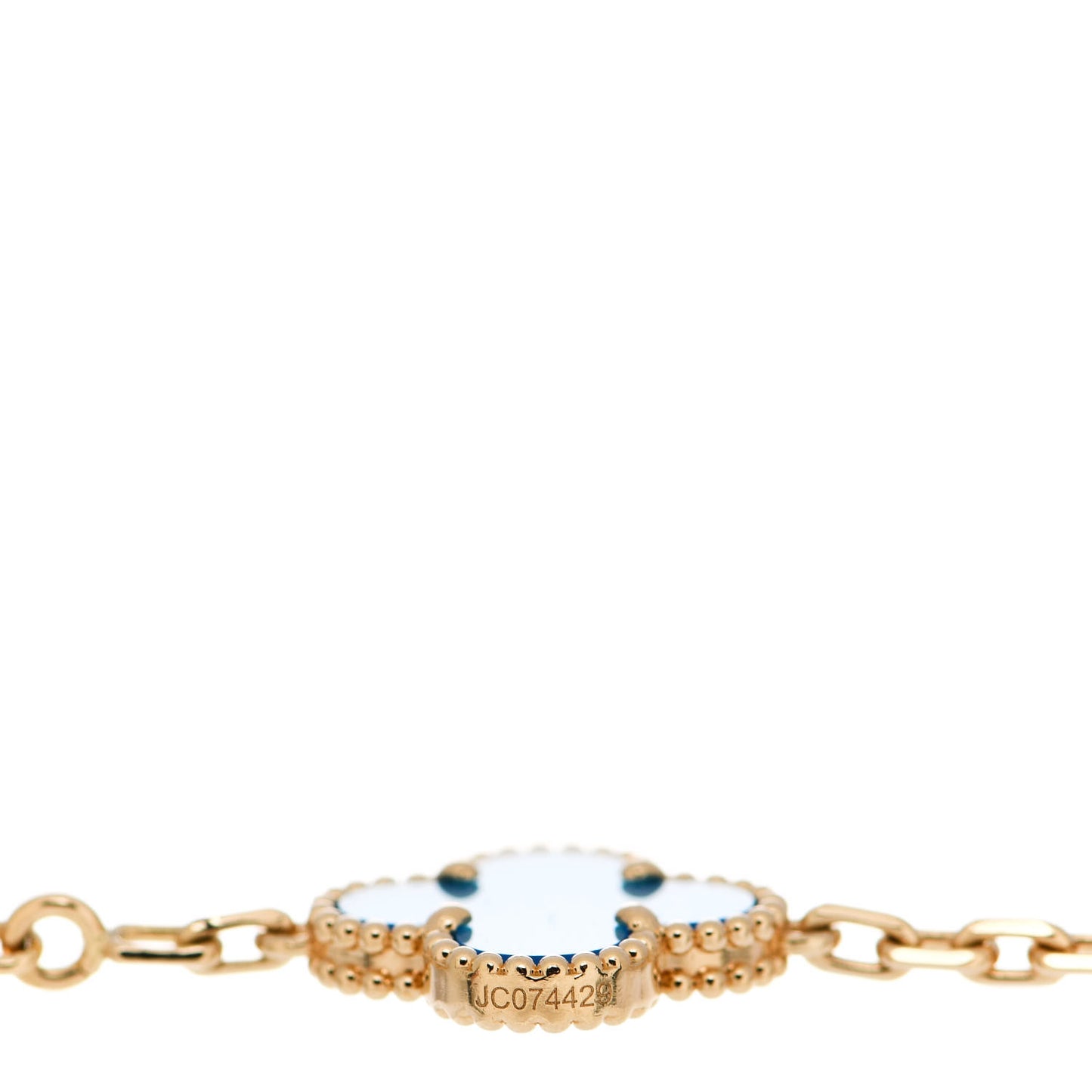 18K Yellow Gold Blue Agate 5 Motifs Vintage Alhambra Bracelet