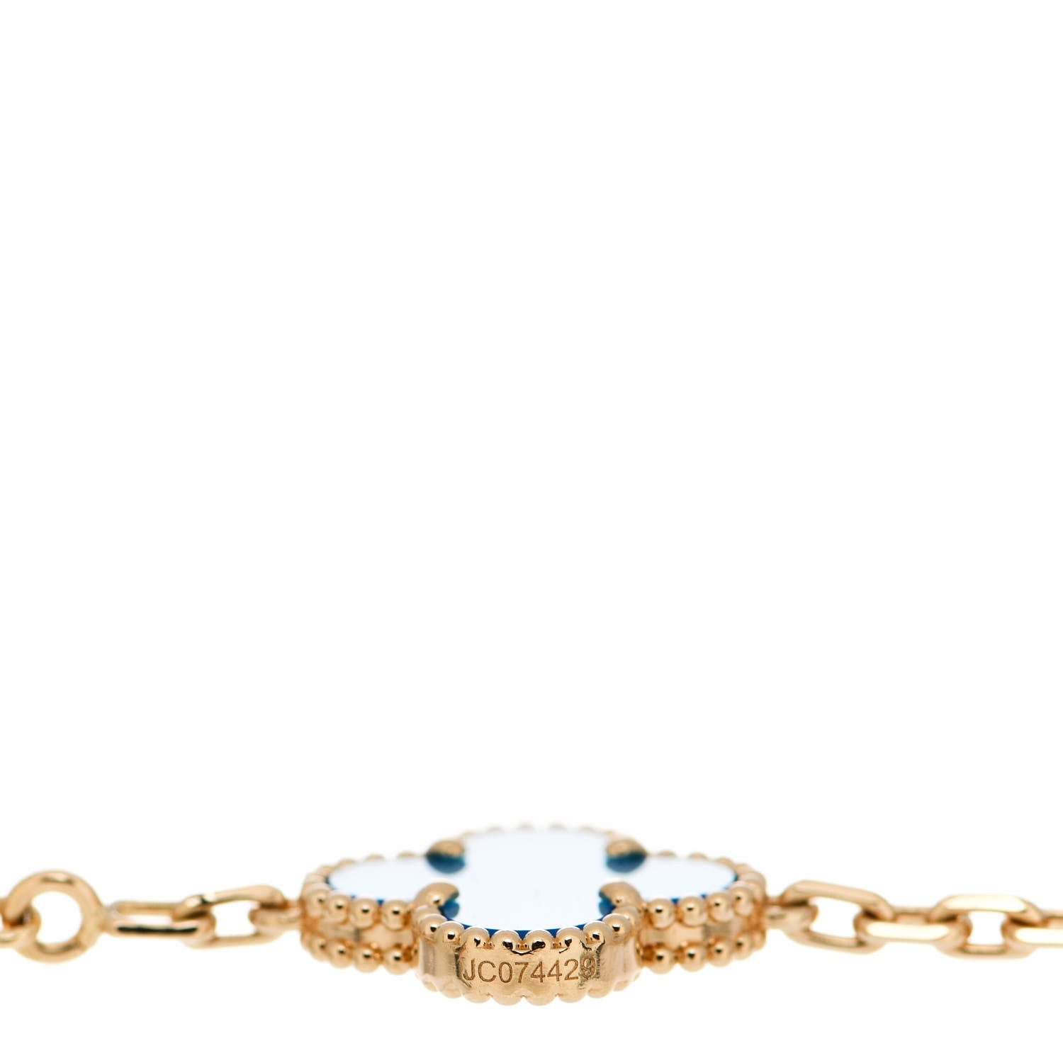 Van Cleef & Arpels 18K Yellow Gold Blue Agate 5 Motifs Vintage Alhambra Bracelet 4 of 5