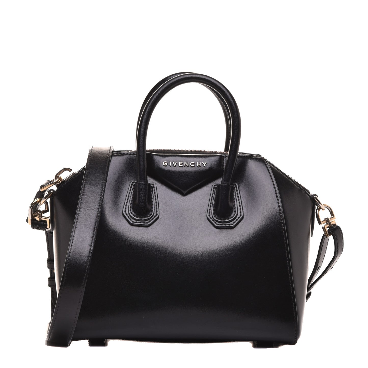 Shiny Lord Calfskin Mini Antigona Black
