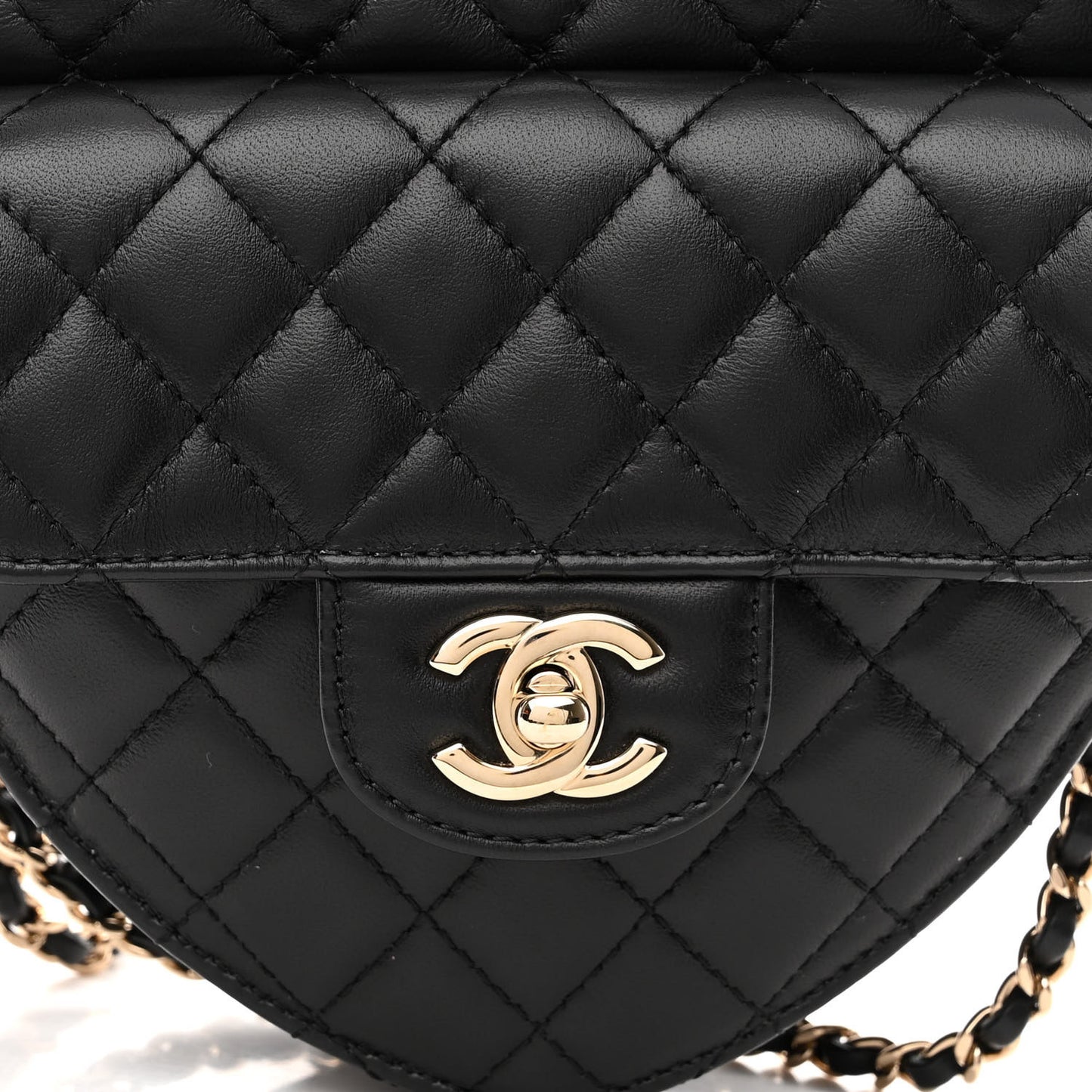 Lambskin Quilted CC In Love Heart Bag Black