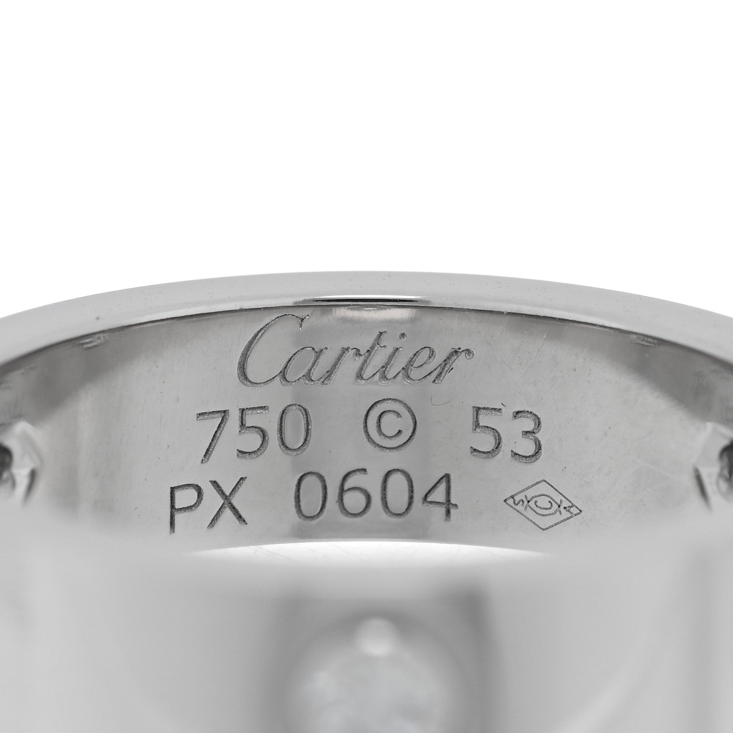 Cartier 18K White Gold 3 Diamond 5.5mm LOVE Ring 53 6.5 4 of 4