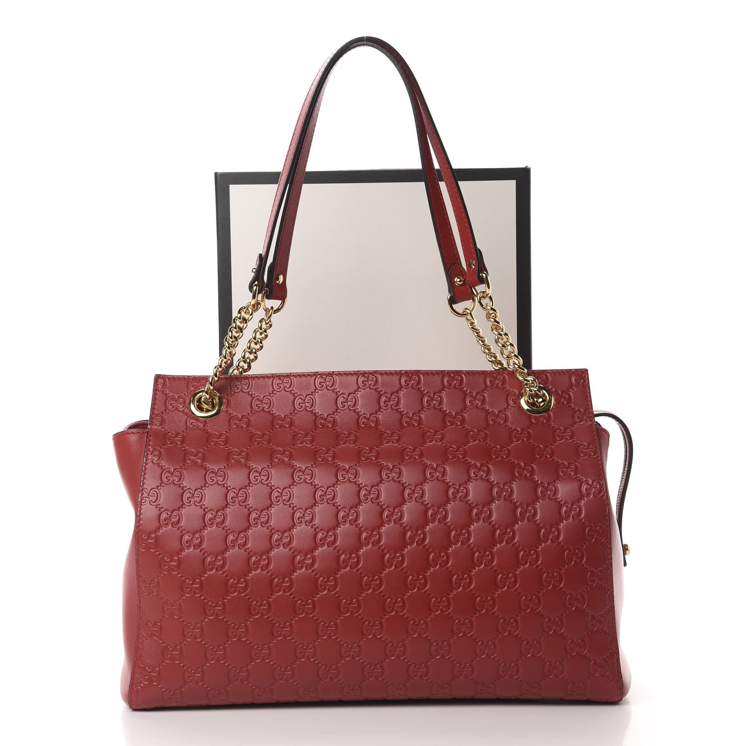 Gucci Soft Guccissima Signature Large Shoulder Tote Bag Hibiscus Red 11 of 11