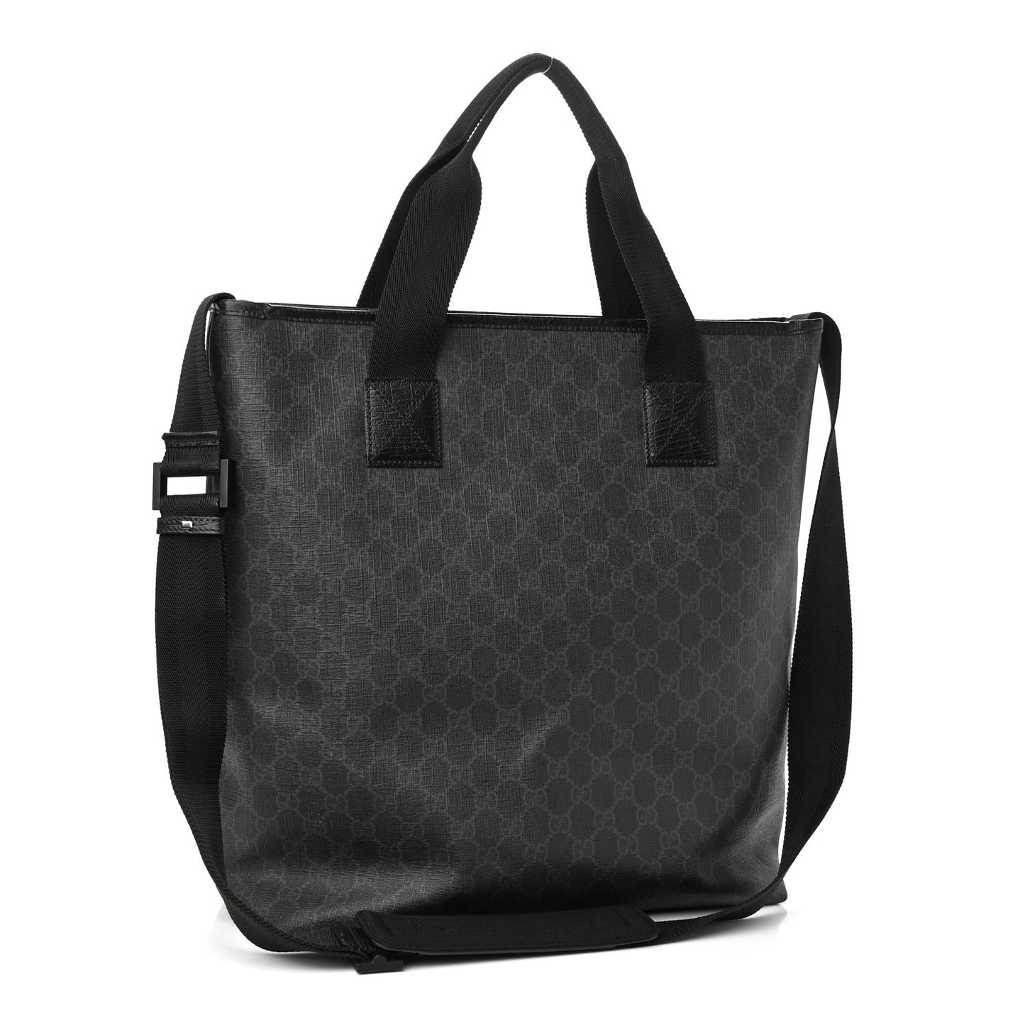 GG Supreme Monogram Web Handle Vertical Tote Black Grey