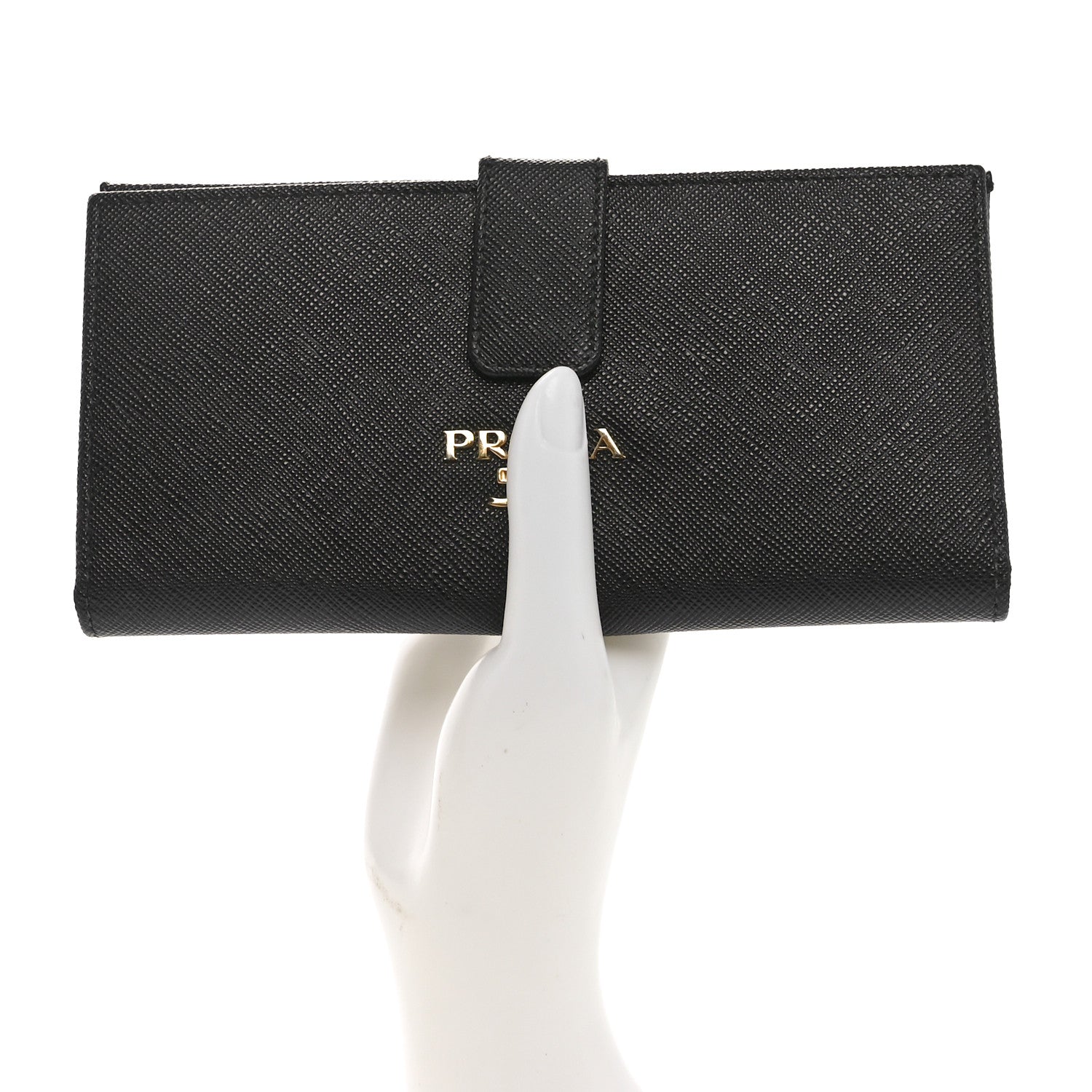 Prada Saffiano Metal Large Wallet Black 2 of 9