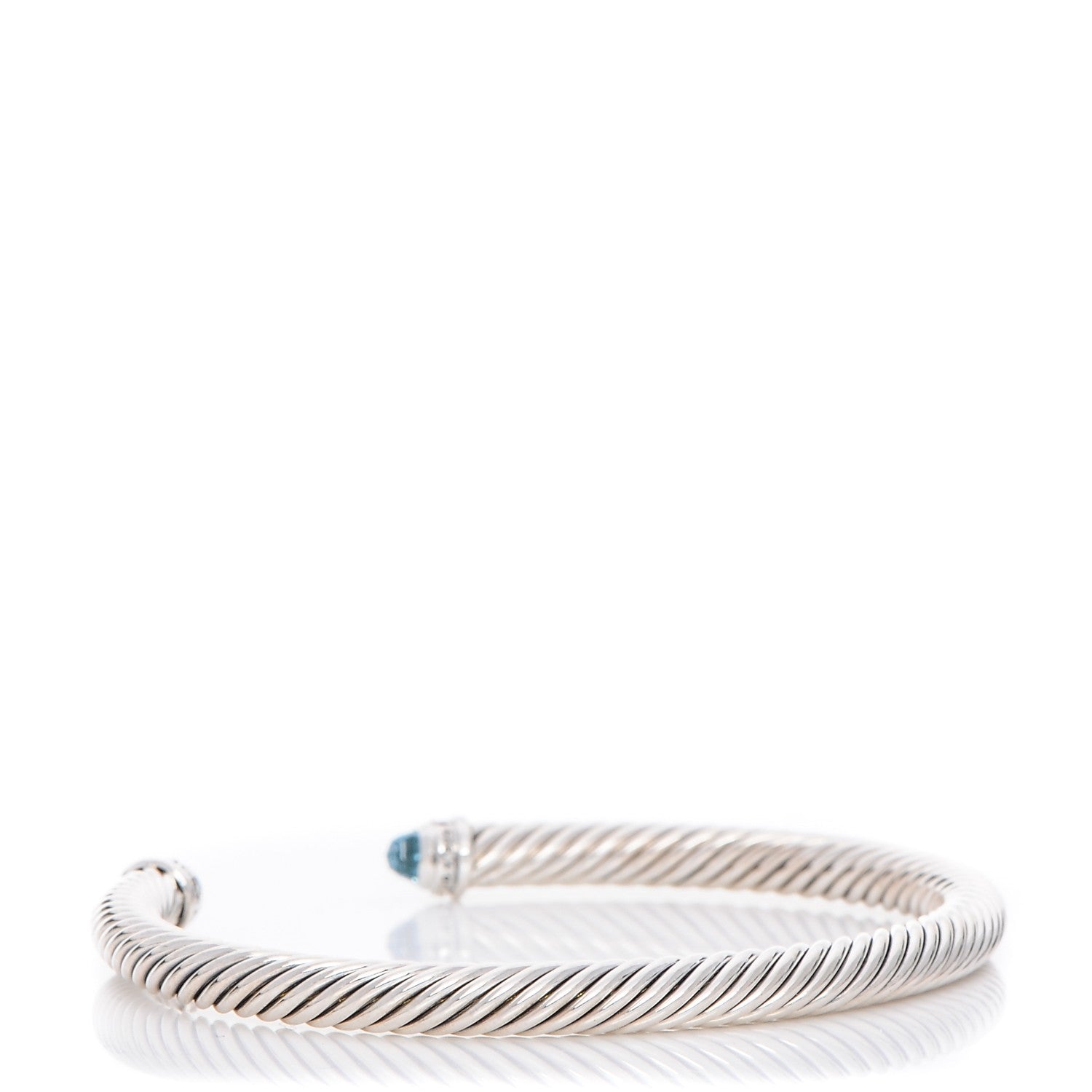 David Yurman Sterling Silver Diamond Blue Topaz 5mm Cable Classics Bracelet 3 of 4