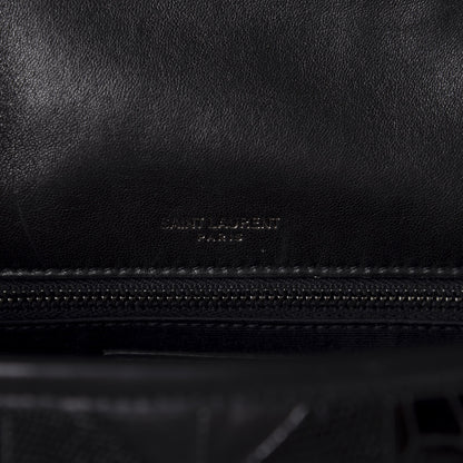 Saint Laurent Calfskin Ayers Patchwork Monogram Medium Niki Chain Satchel Black 9 of 12