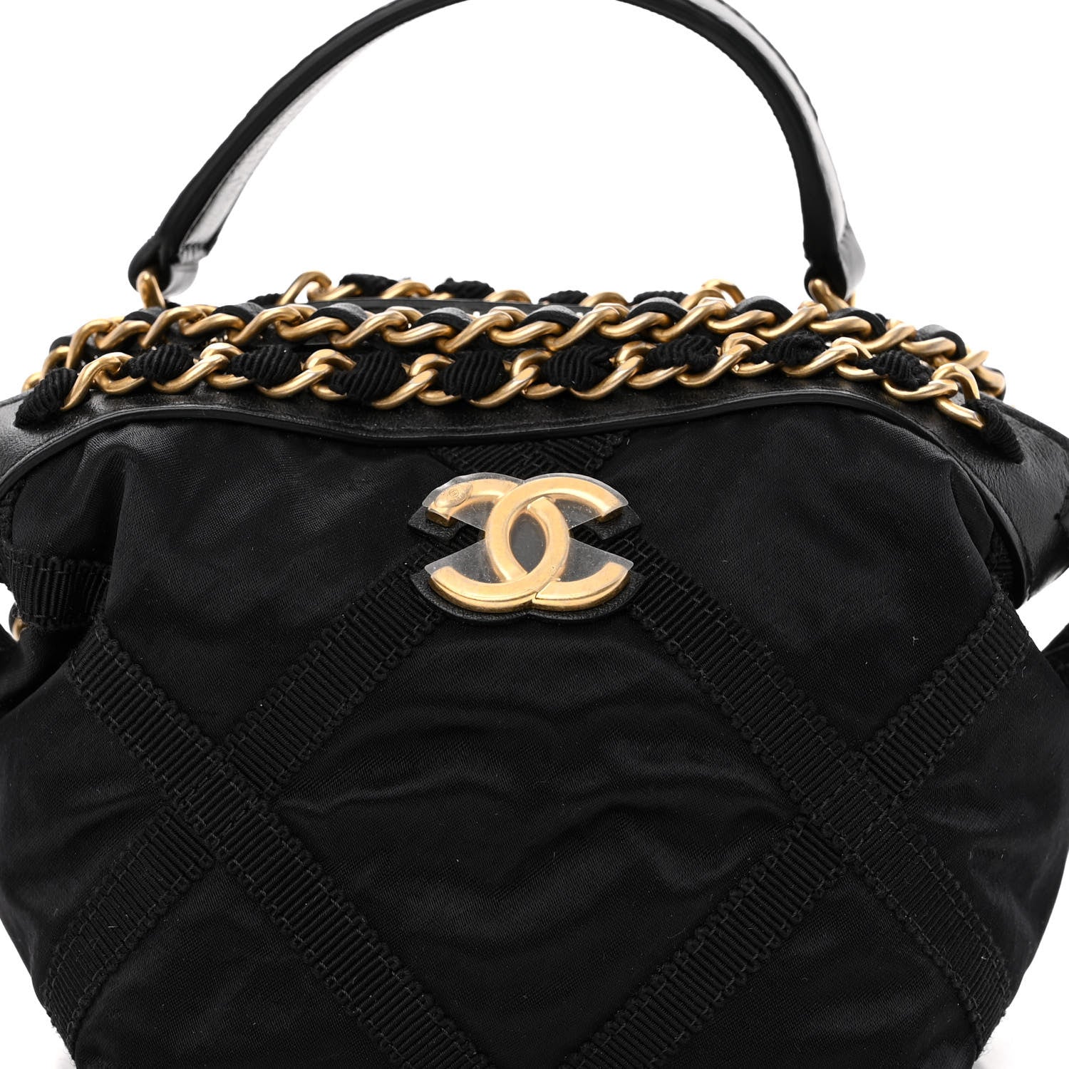 Chanel Nylon Grosgrain Quilted Lifestyle Clutch with Chain Black 8 of 11