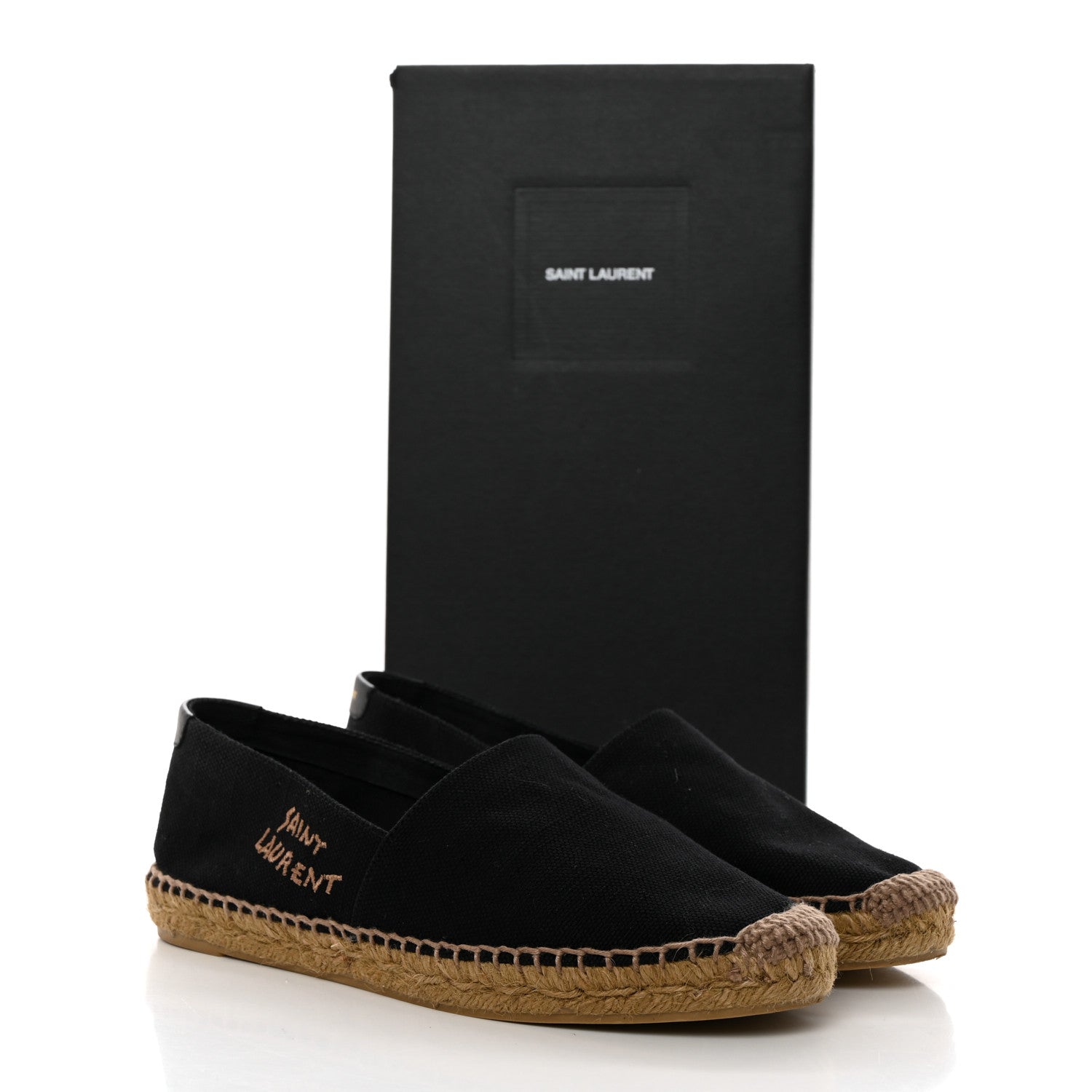 Saint Laurent Canvas Nappa Elba Light Logo Embroidered Espadrilles 38.5 Black 11 of 11