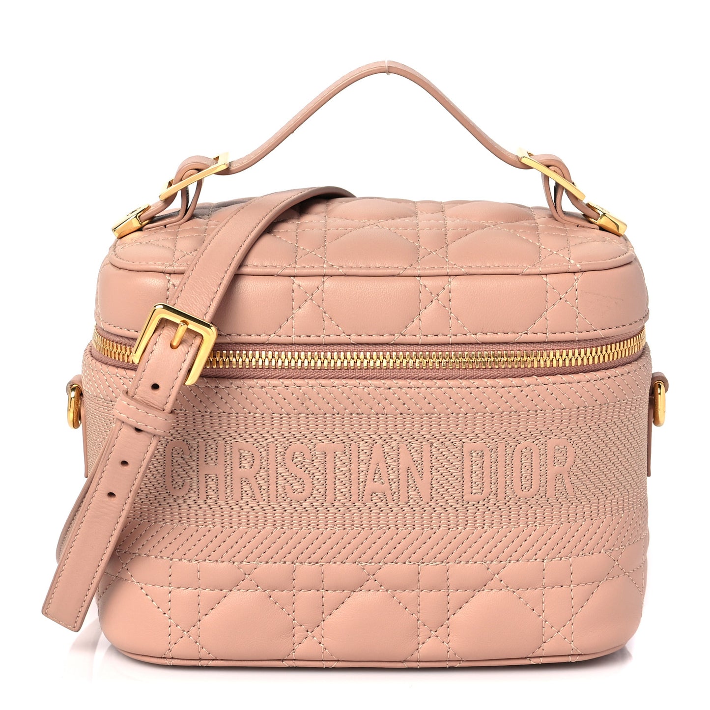 Lambskin Cannage Small Diortravel Vanity Case Pink