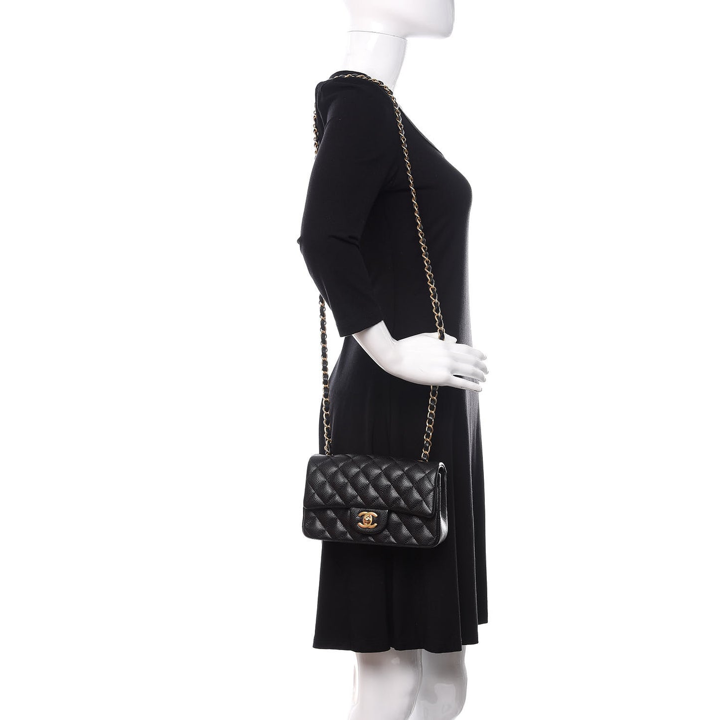 Caviar Quilted Mini Rectangular Flap Black