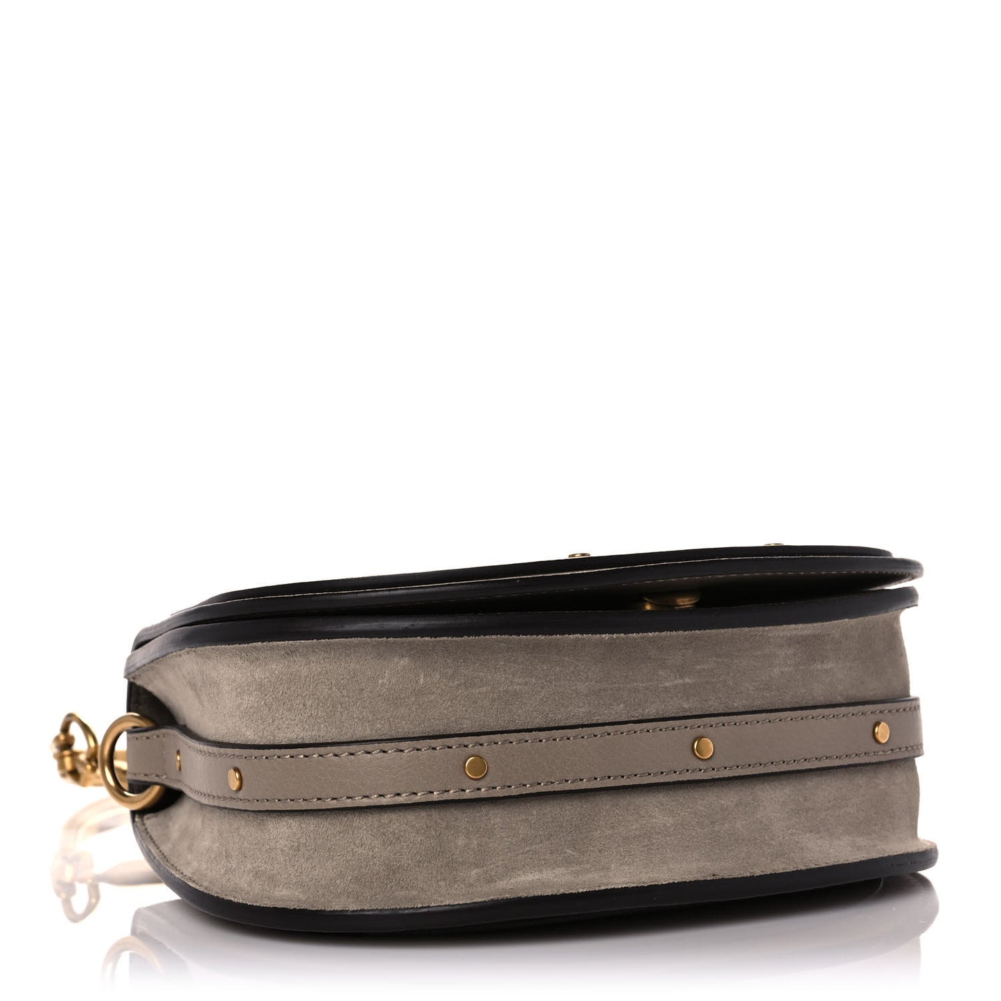 Calfskin Suede Small Nile Bracelet Bag Motty Grey